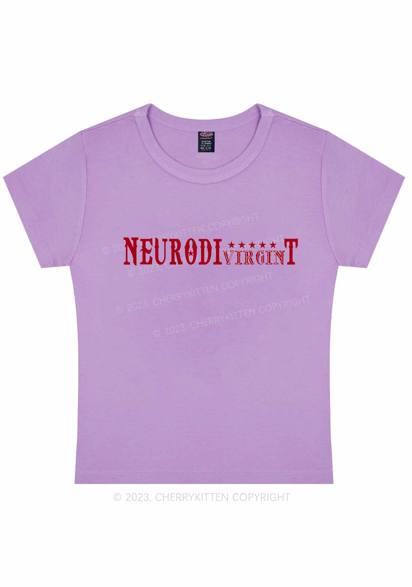 Curvy Neurodivirgint Stars Y2K Baby Tee Cherrykitten - Image 4