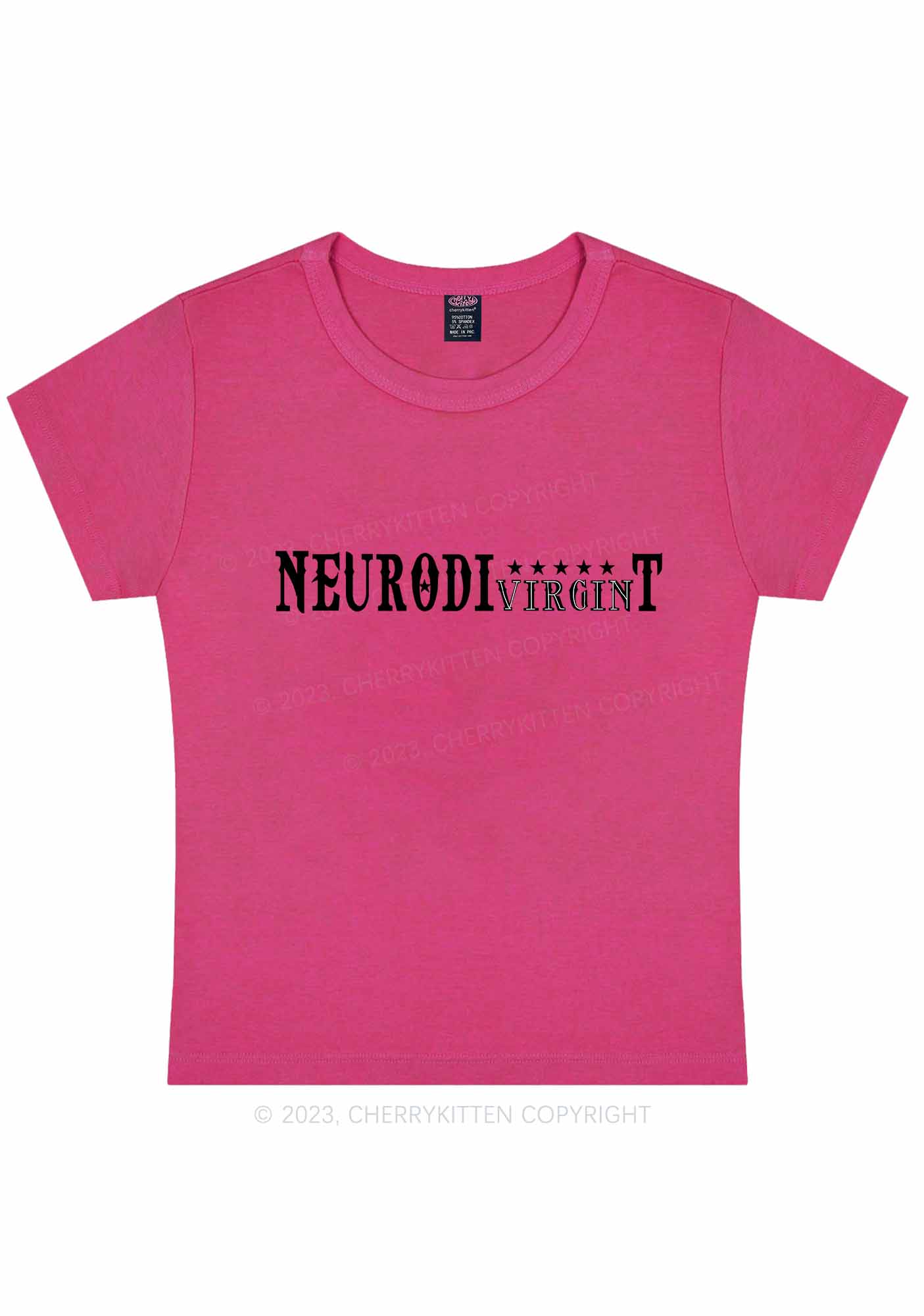 Curvy Neurodivirgint Stars Y2K Baby Tee Cherrykitten - Image 5