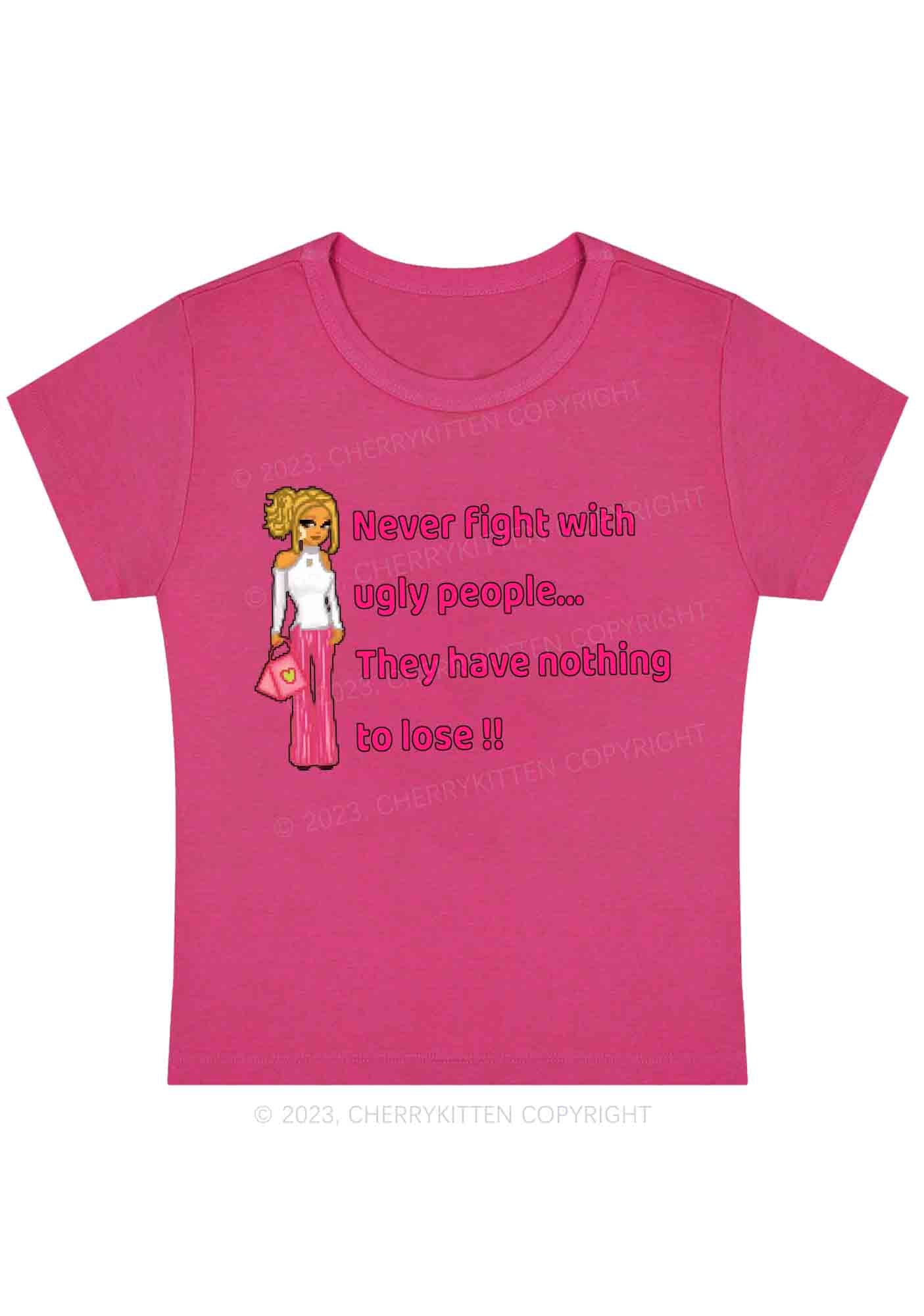 Curvy Never Fight With Ugly People Y2K Baby Tee Cherrykitten - Image 5