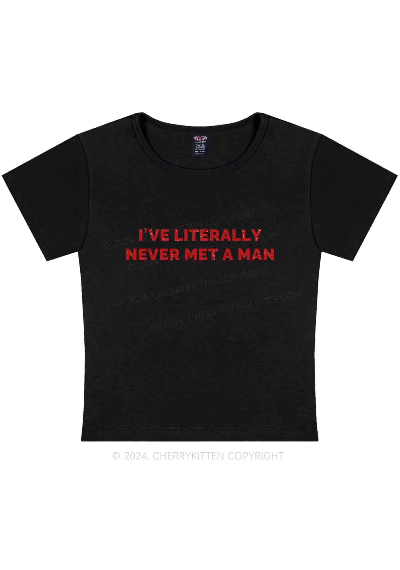 Curvy Never Met A Man Y2K Baby Tee Cherrykitten - Image 3