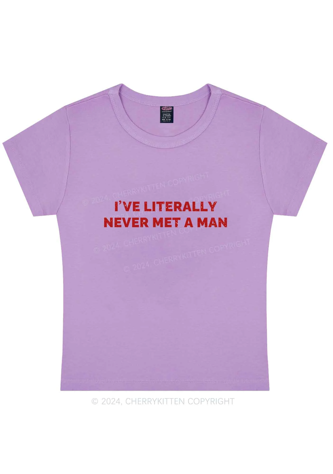 Curvy Never Met A Man Y2K Baby Tee Cherrykitten - Image 4