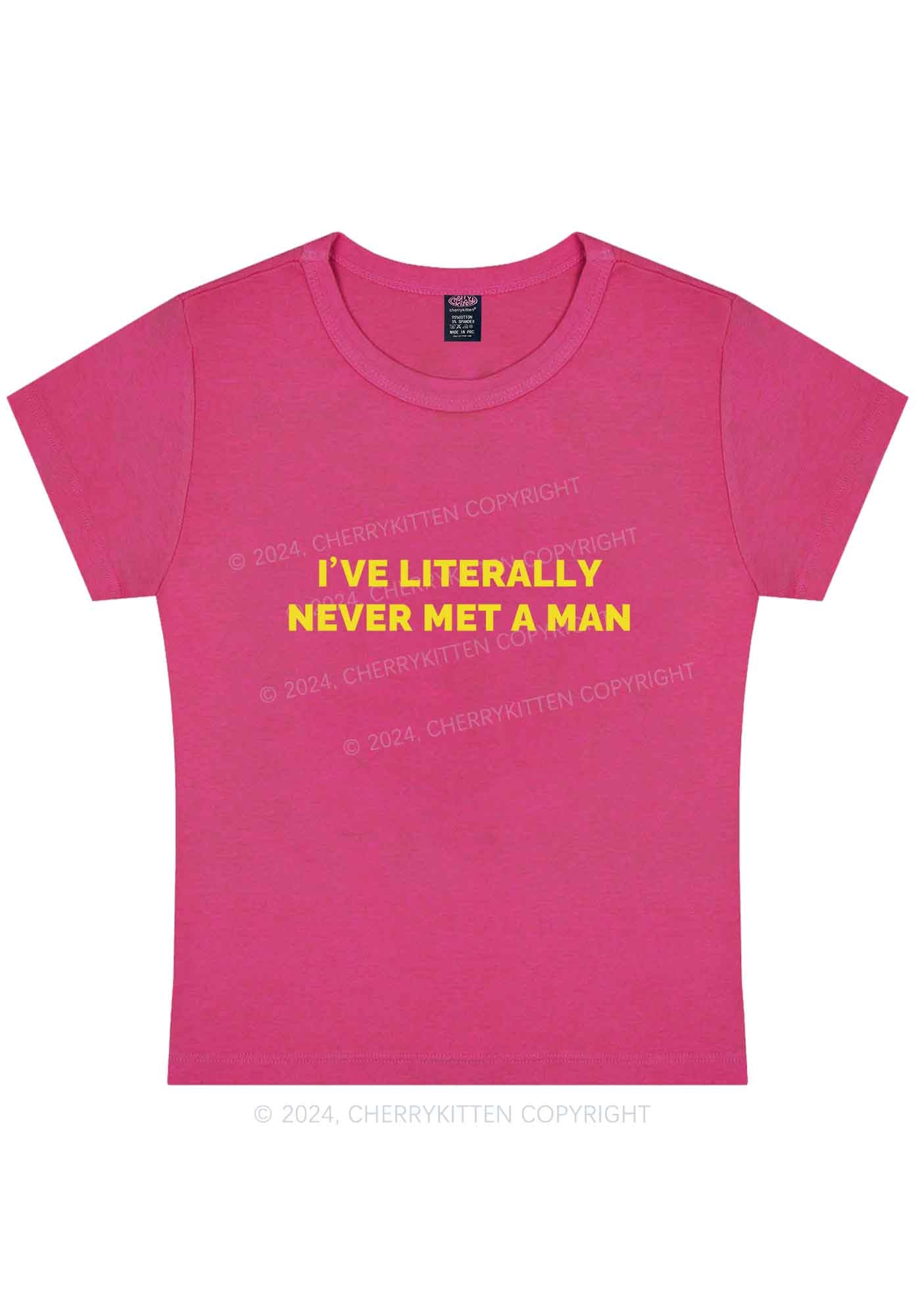 Curvy Never Met A Man Y2K Baby Tee Cherrykitten - Image 5