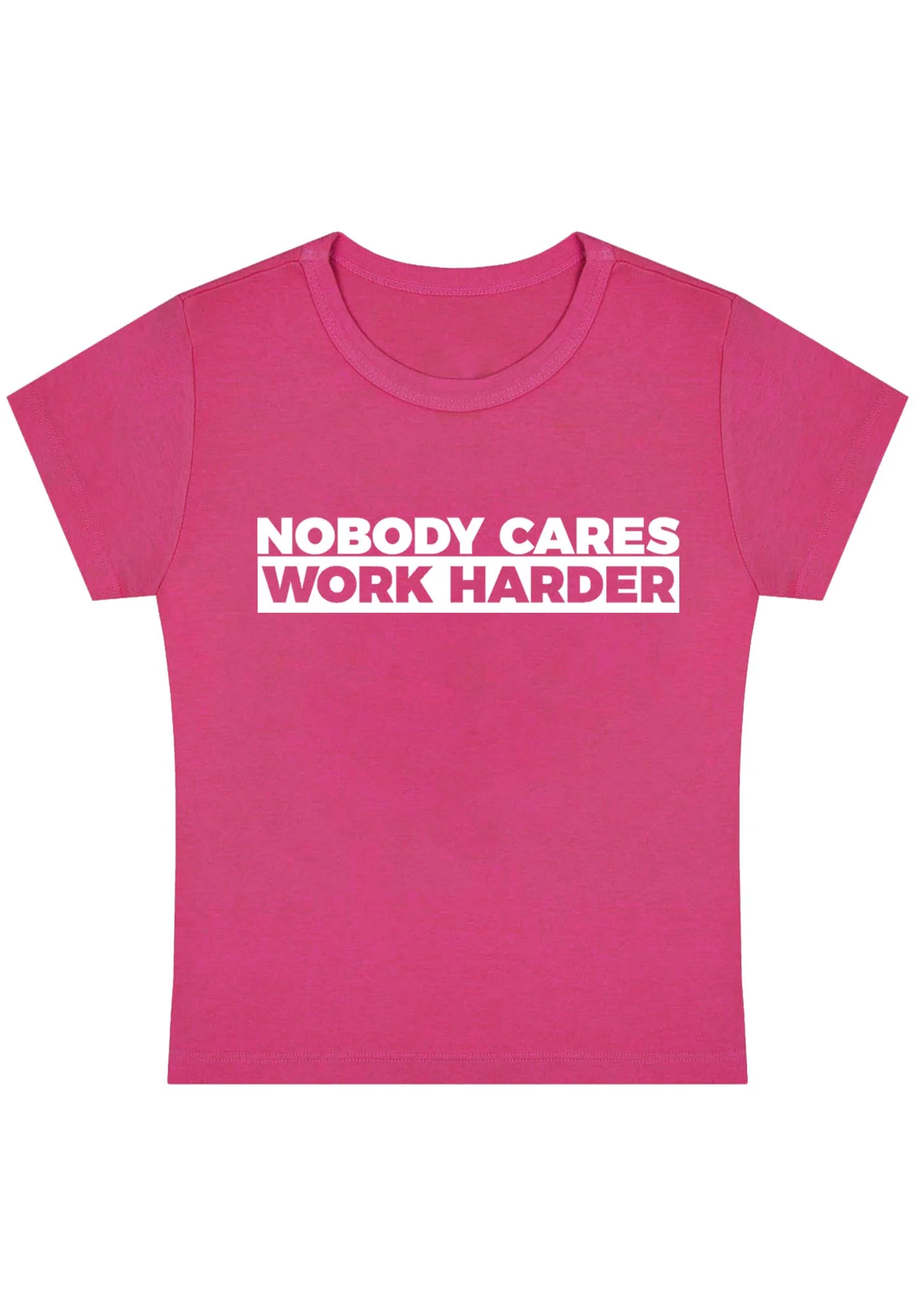 Curvy Nobody Cares Work Harder Baby Tee - Image 2