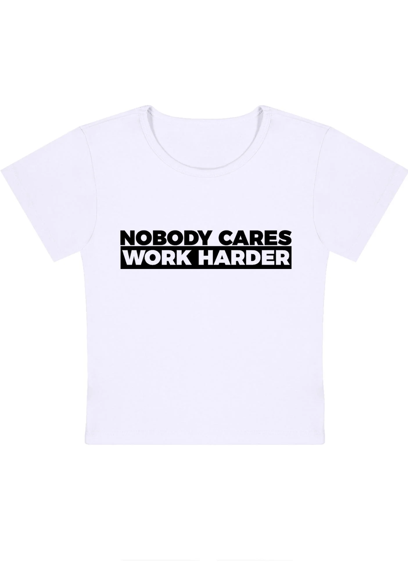 Curvy Nobody Cares Work Harder Baby Tee - Image 3