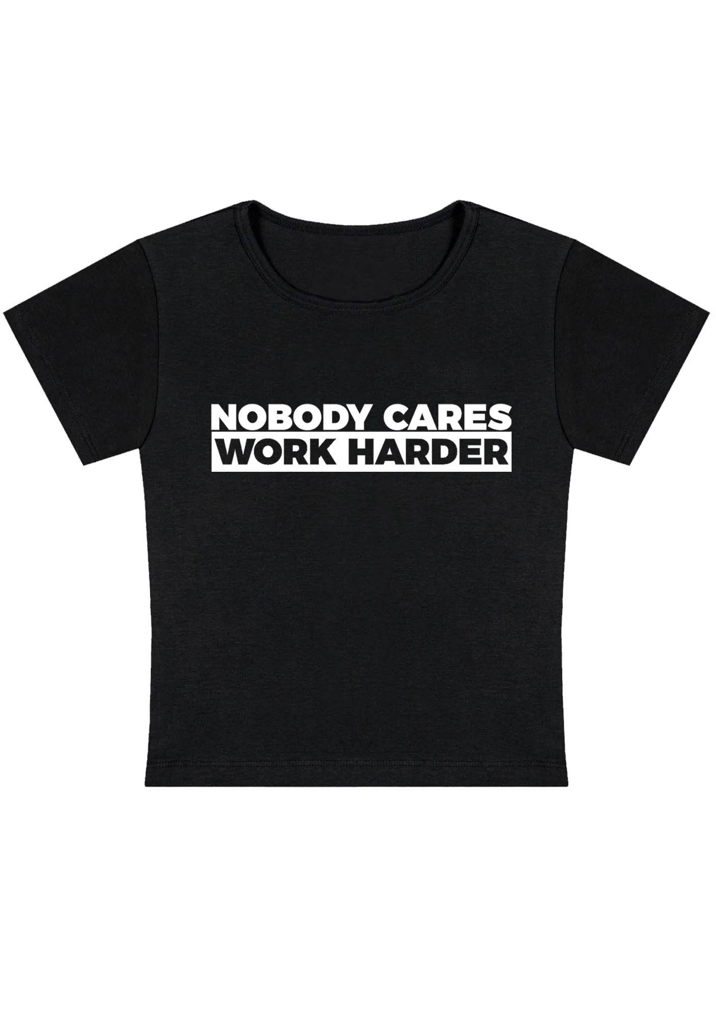 Curvy Nobody Cares Work Harder Baby Tee - Image 4