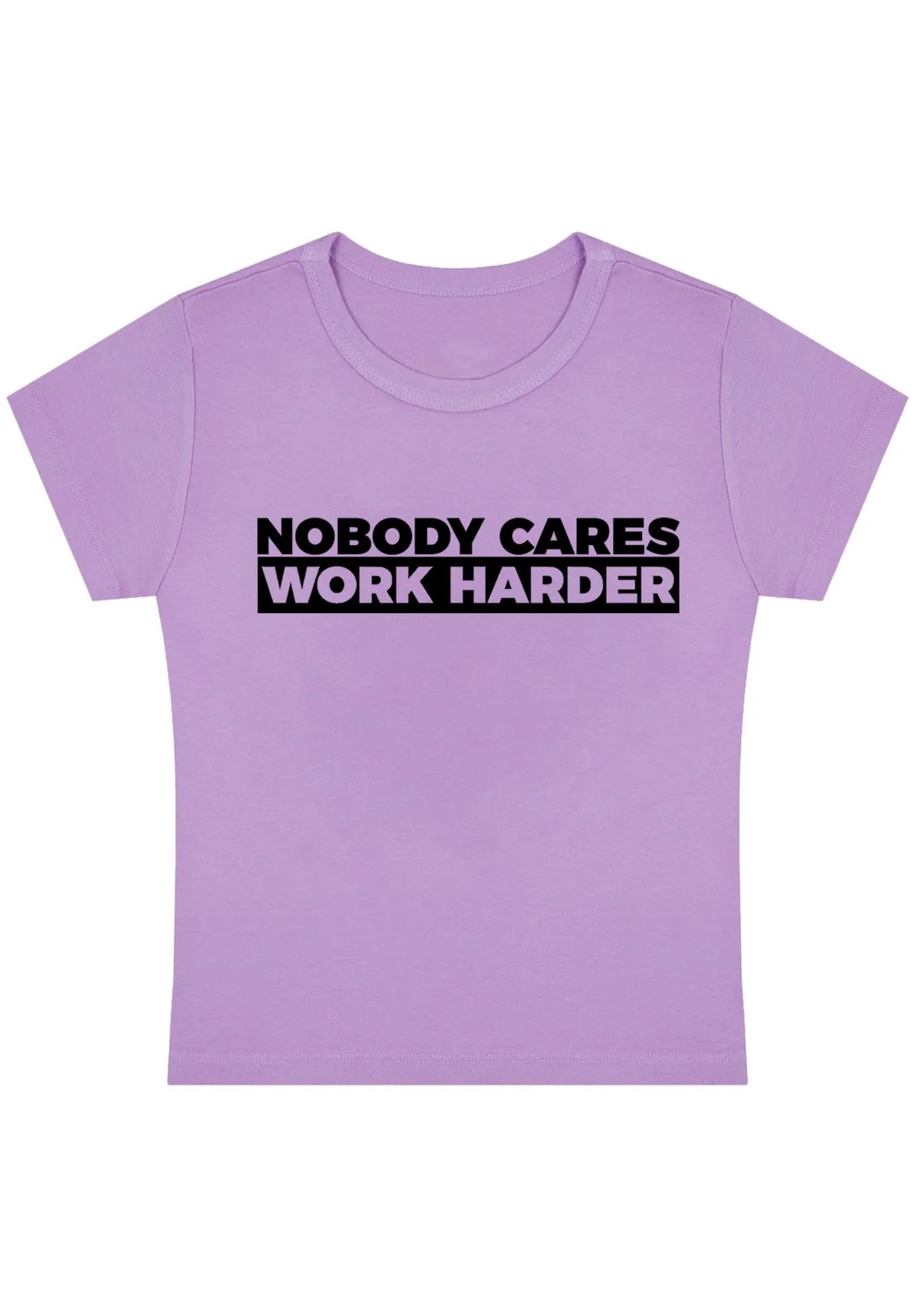 Curvy Nobody Cares Work Harder Baby Tee - Image 5
