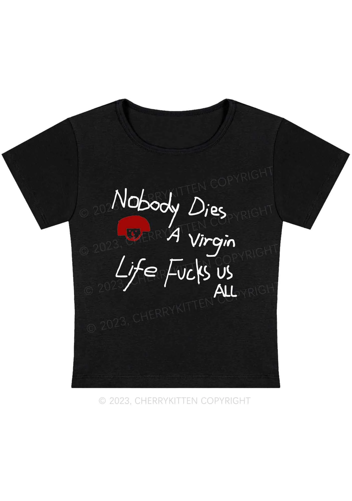 Curvy Nobody Dies Life Fxxks Us All Y2K Baby Tee Cherrykitten - Image 3
