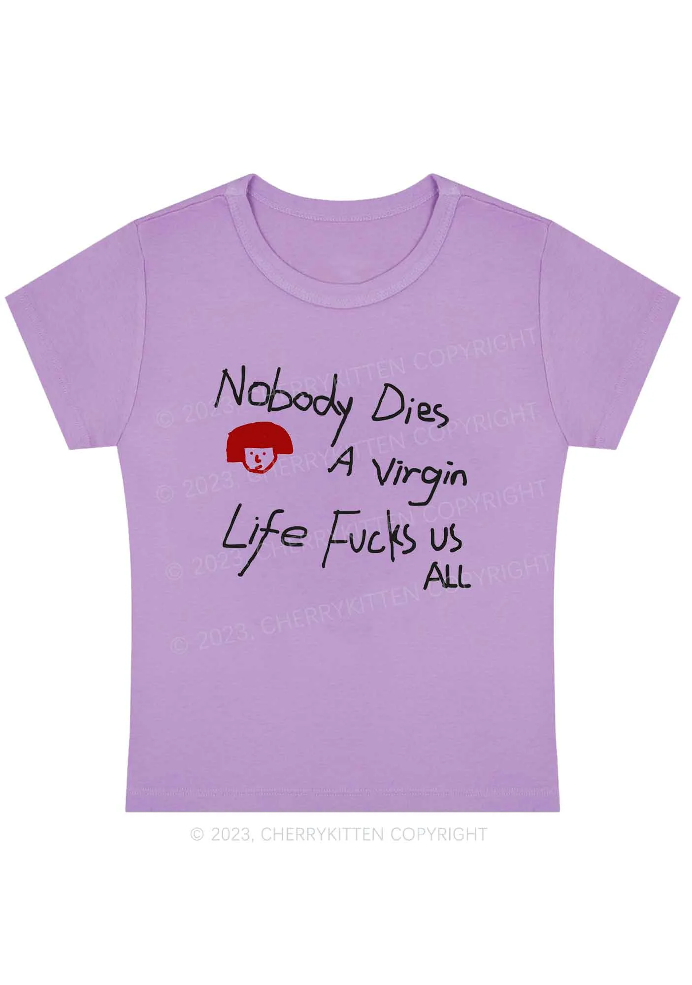 Curvy Nobody Dies Life Fxxks Us All Y2K Baby Tee Cherrykitten - Image 4