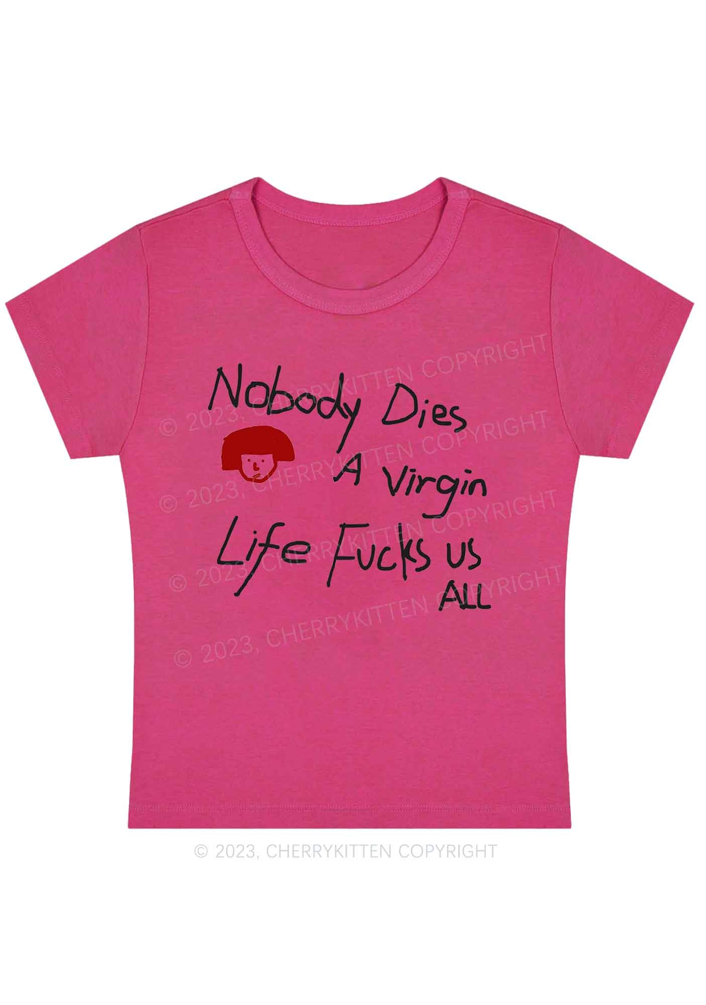 Curvy Nobody Dies Life Fxxks Us All Y2K Baby Tee Cherrykitten - Image 5