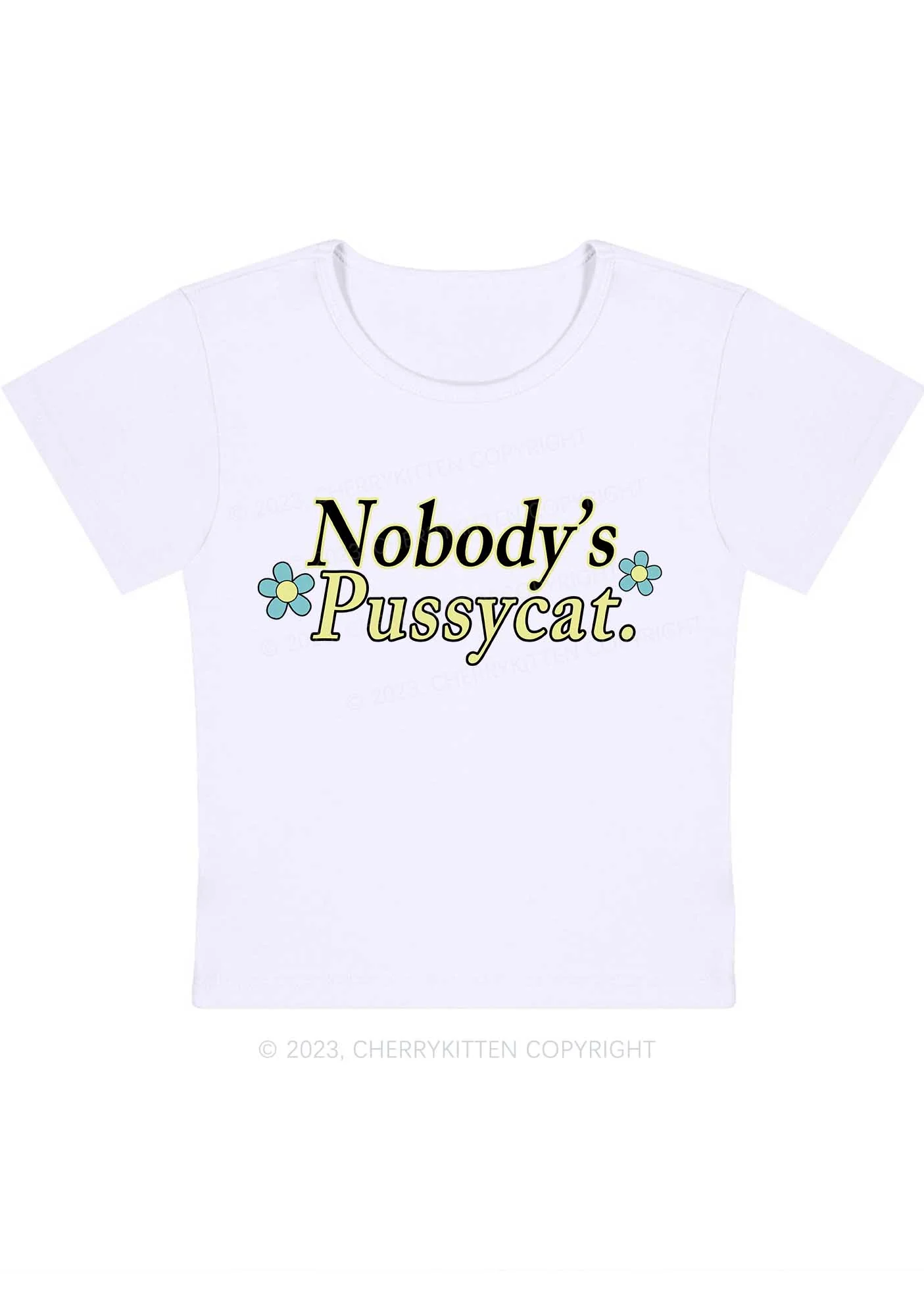 Curvy Nobody's Pussycat Flowers Baby Tee Cherrykitten - Image 4