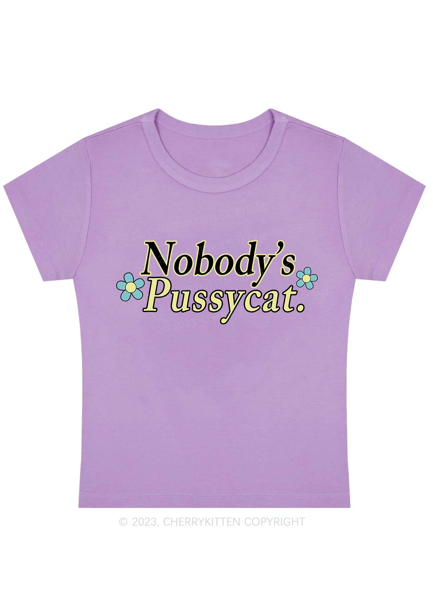 Curvy Nobody's Pussycat Flowers Baby Tee Cherrykitten - Image 5
