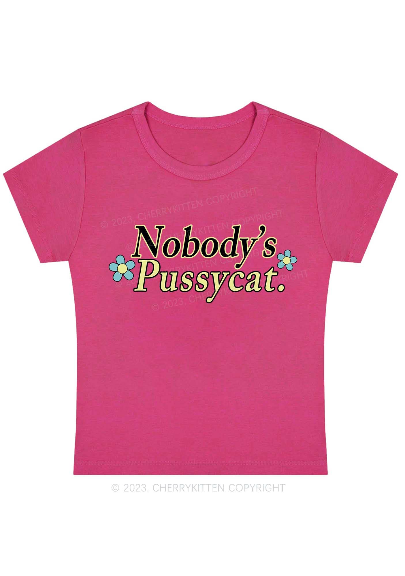 Curvy Nobody's Pussycat Flowers Baby Tee Cherrykitten - Image 6