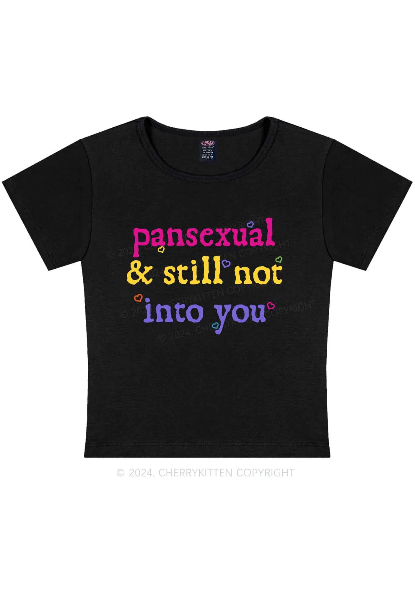 Curvy Pansexual Not Into You Y2K Baby Tee Cherrykitten - Image 2