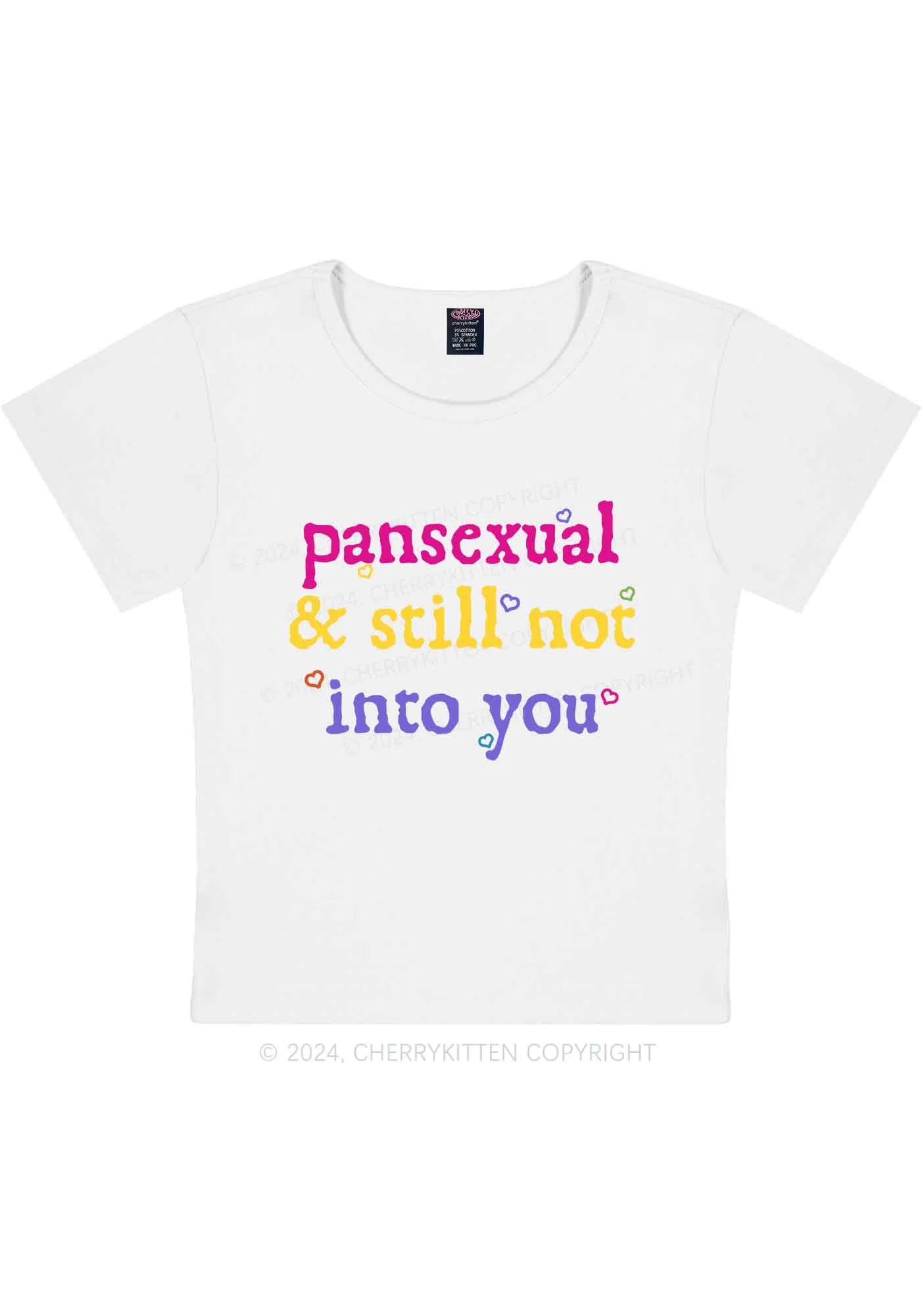 Curvy Pansexual Not Into You Y2K Baby Tee Cherrykitten - Image 3