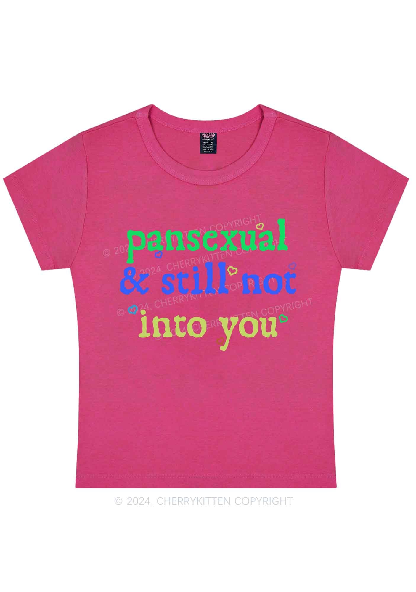 Curvy Pansexual Not Into You Y2K Baby Tee Cherrykitten - Image 5