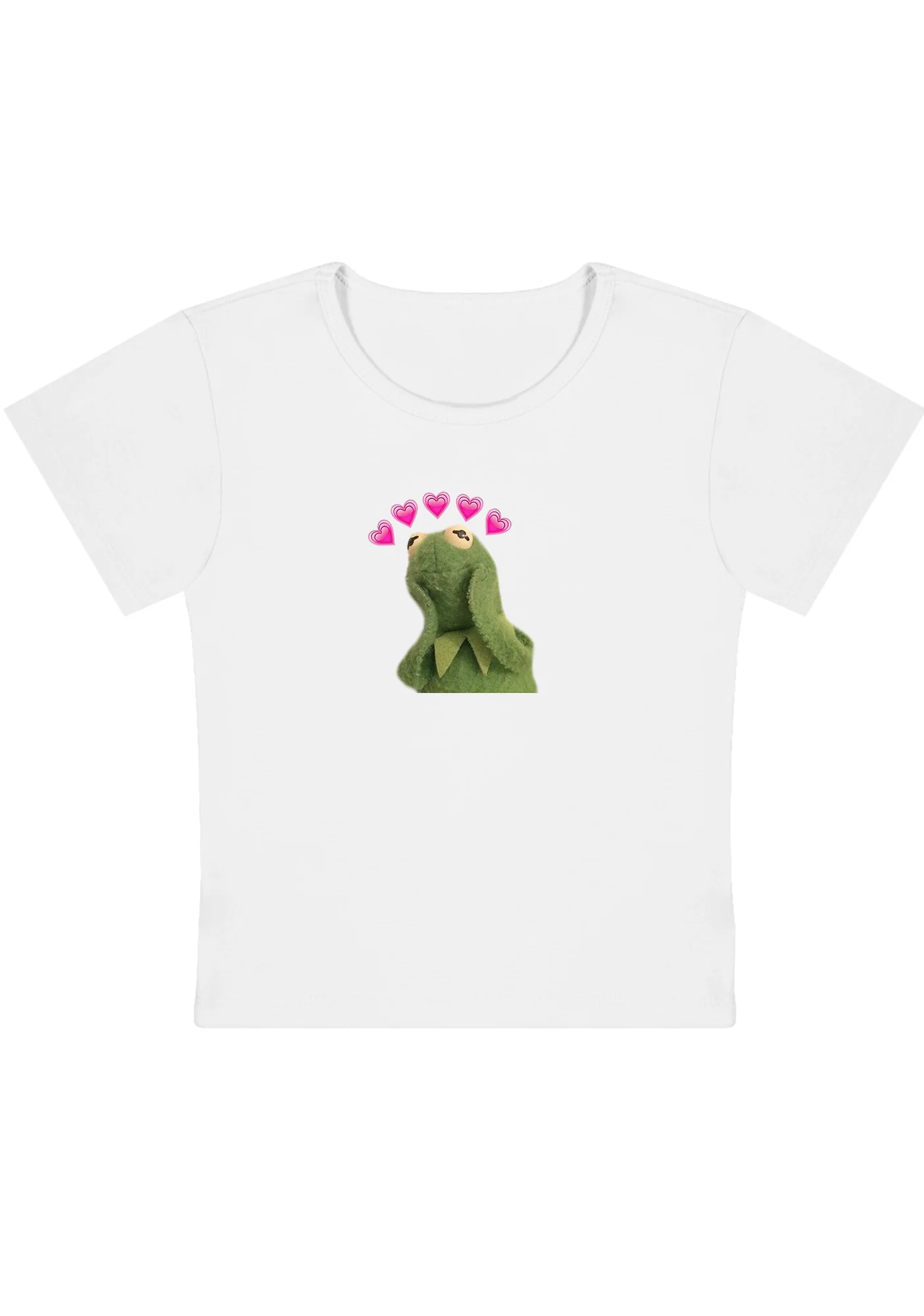 Curvy Pink Hearts Frog Baby Tee - Image 2