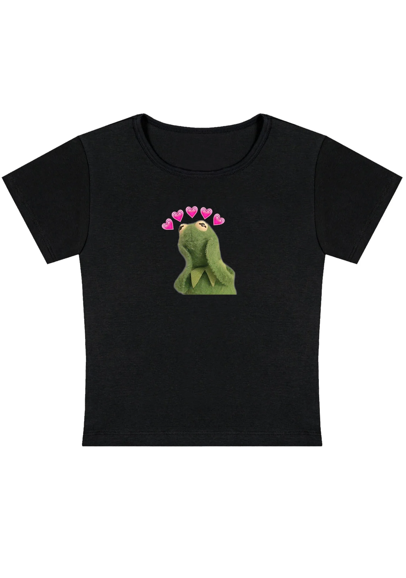 Curvy Pink Hearts Frog Baby Tee - Image 3