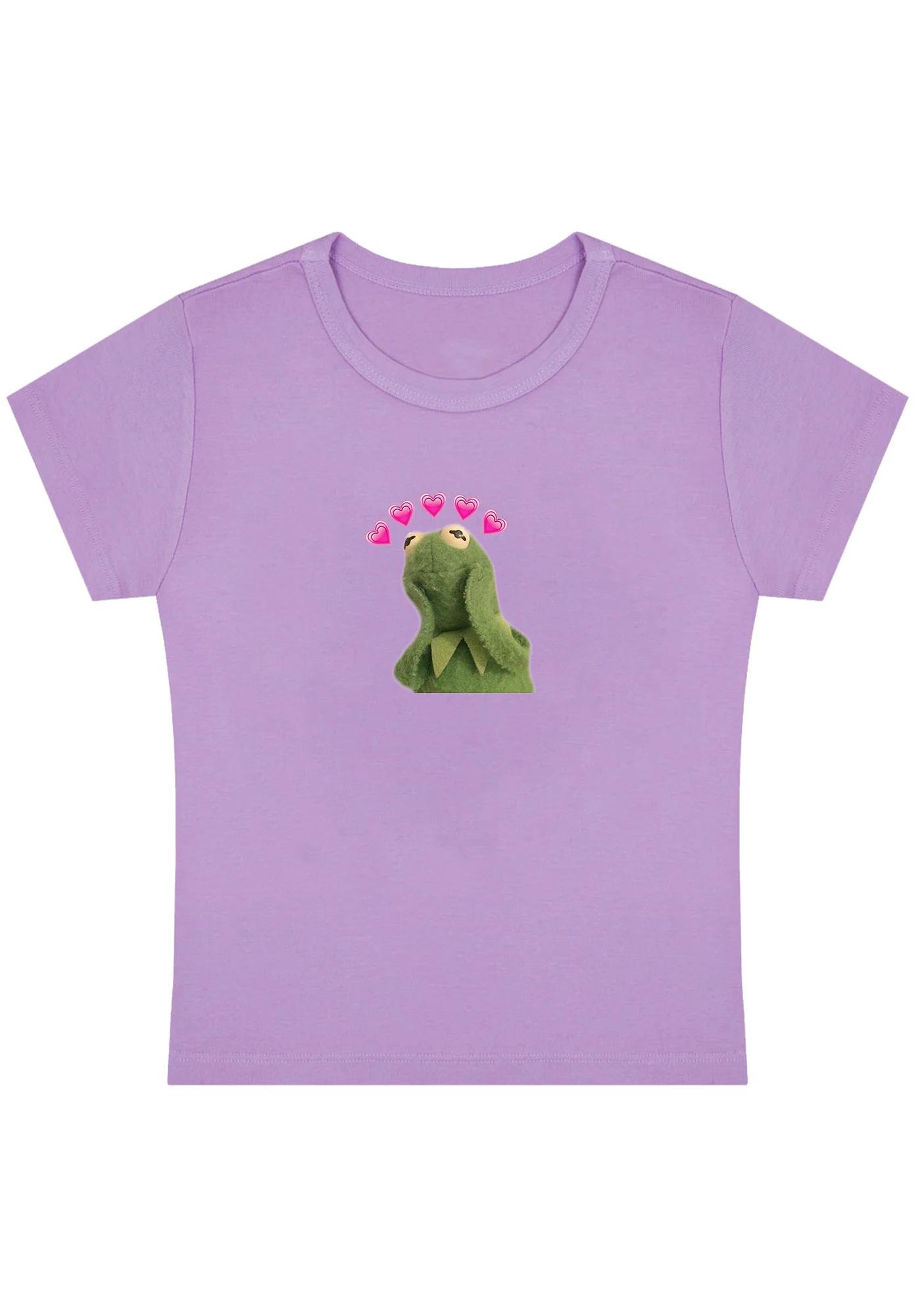 Curvy Pink Hearts Frog Baby Tee - Image 4