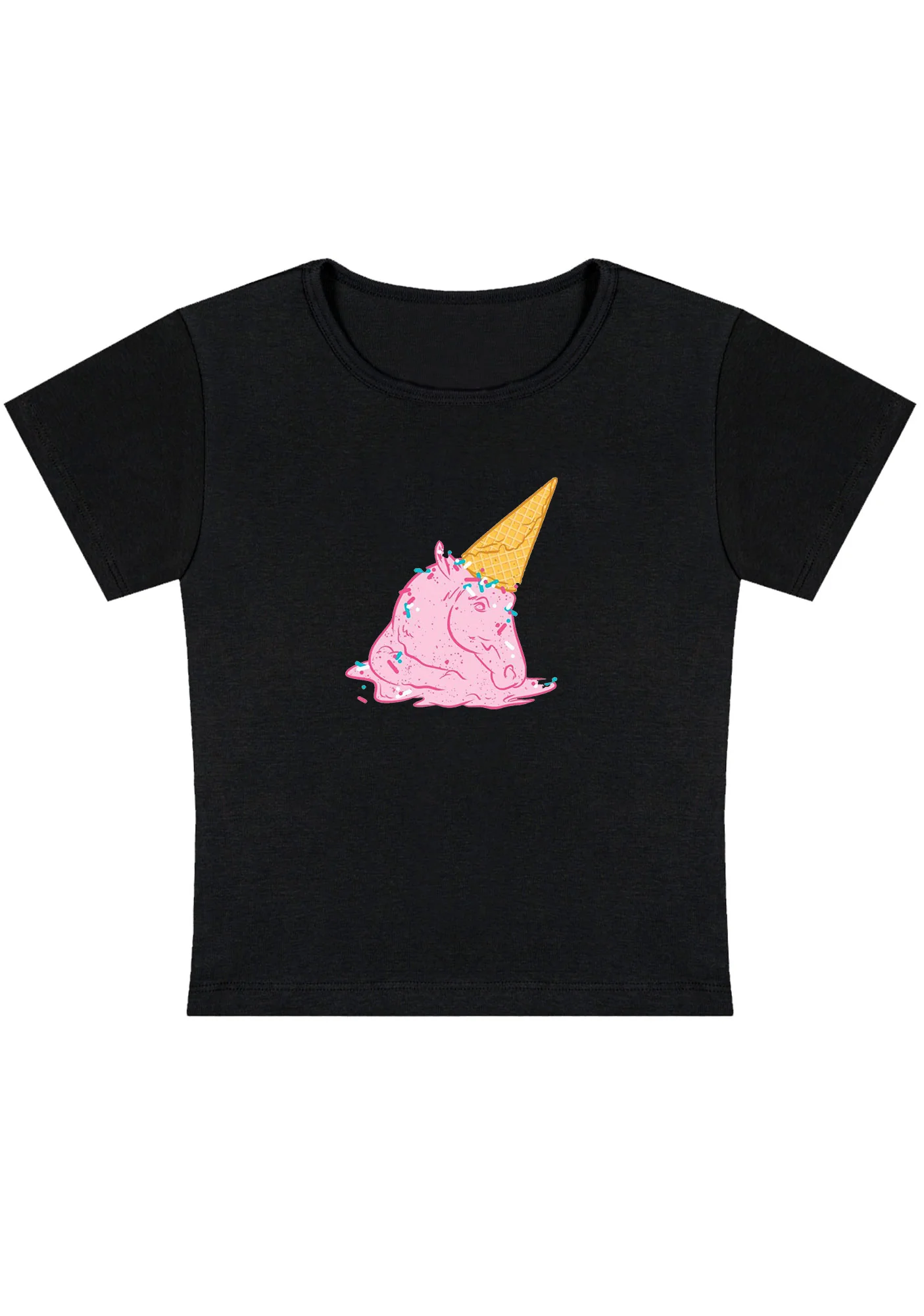 Curvy Pink Ice Cream Horse Baby Tee - Image 2