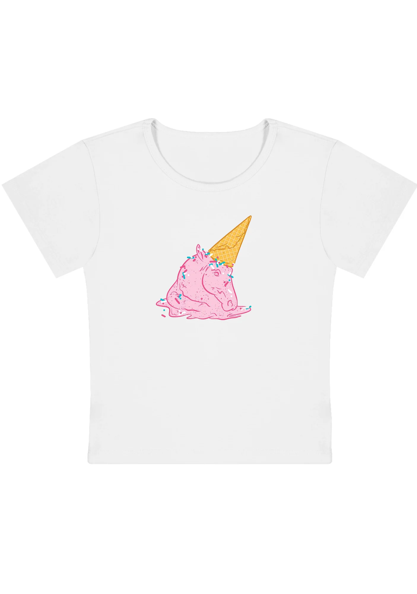 Curvy Pink Ice Cream Horse Baby Tee - Image 3
