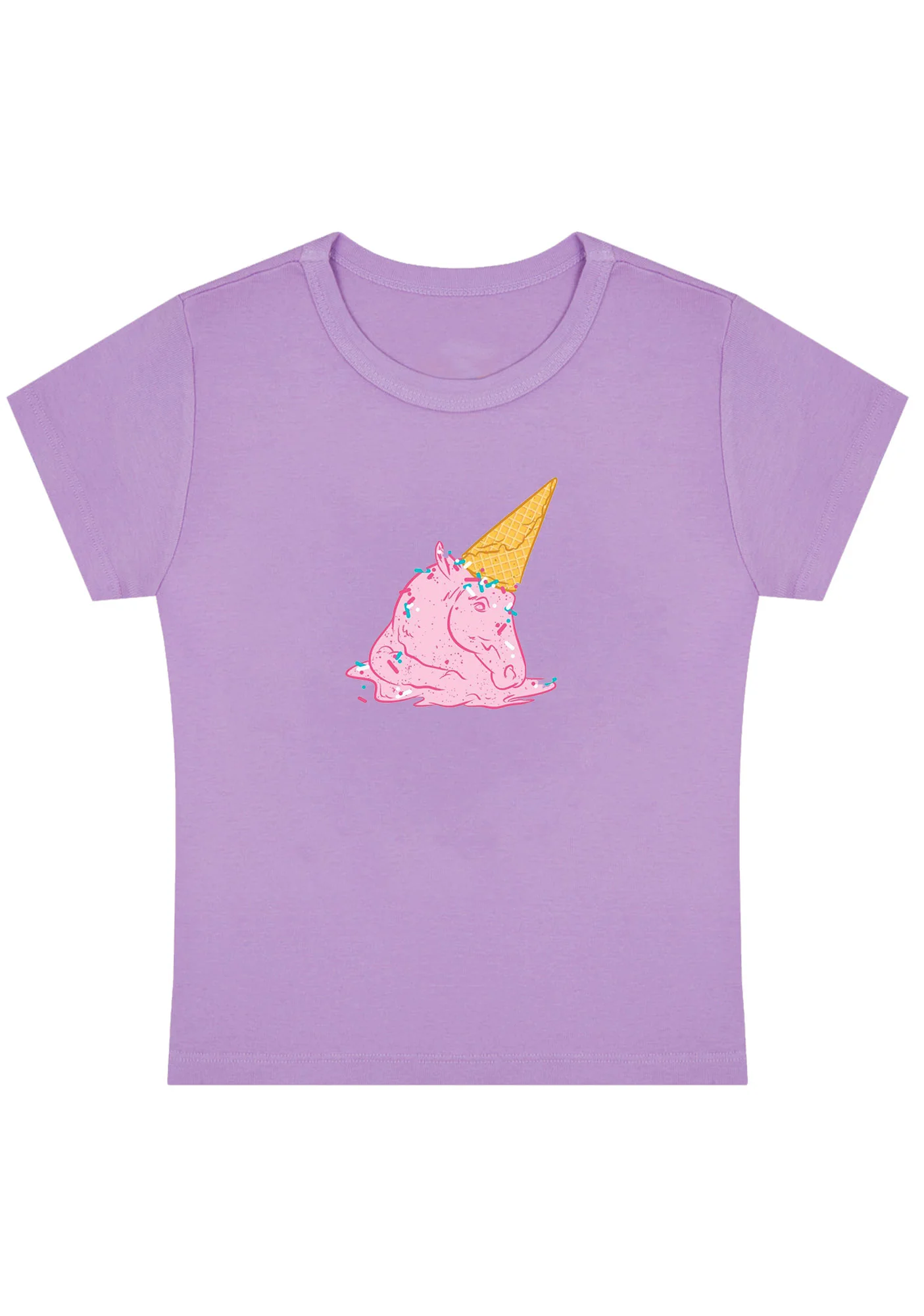 Curvy Pink Ice Cream Horse Baby Tee - Image 4