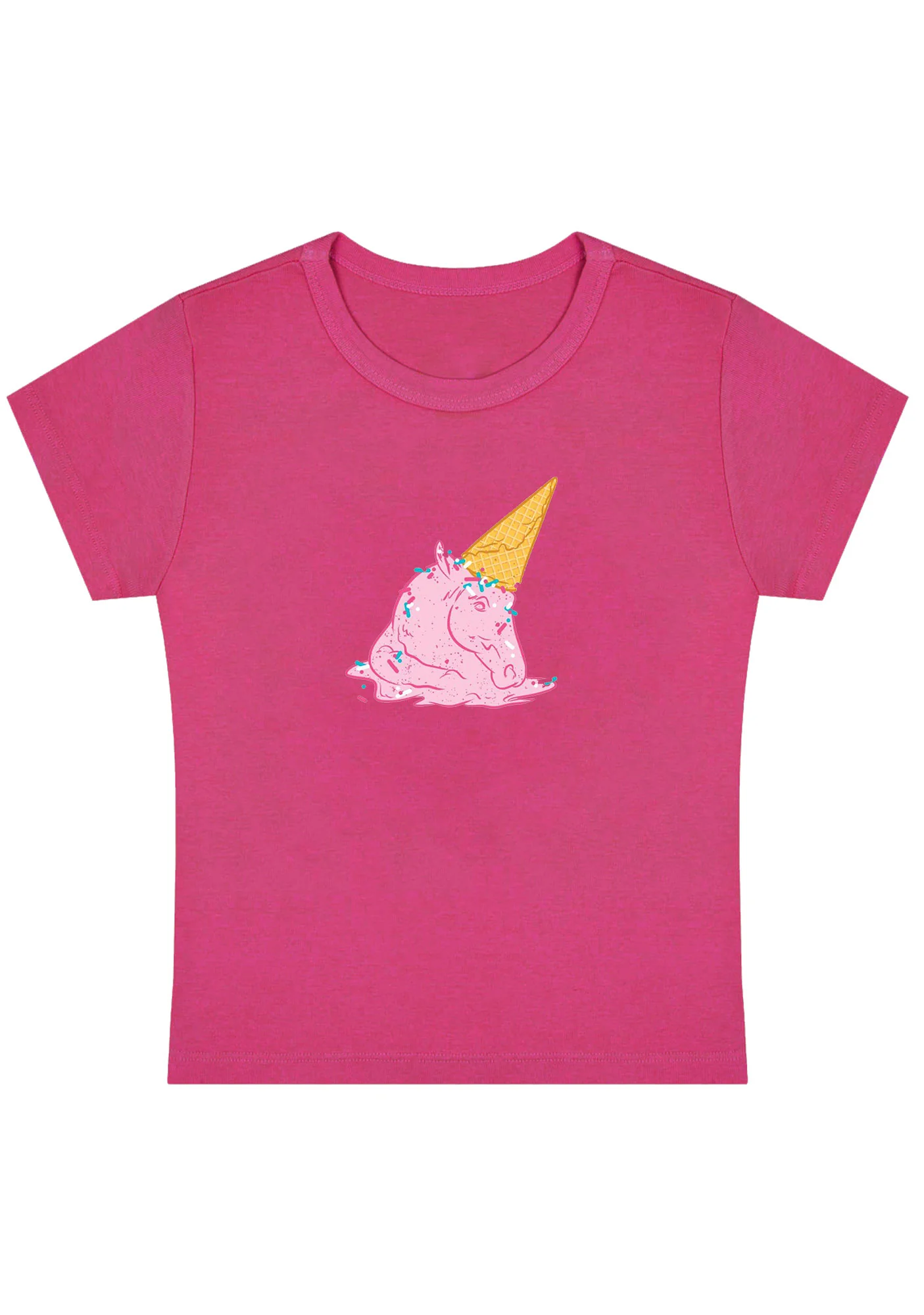 Curvy Pink Ice Cream Horse Baby Tee - Image 5
