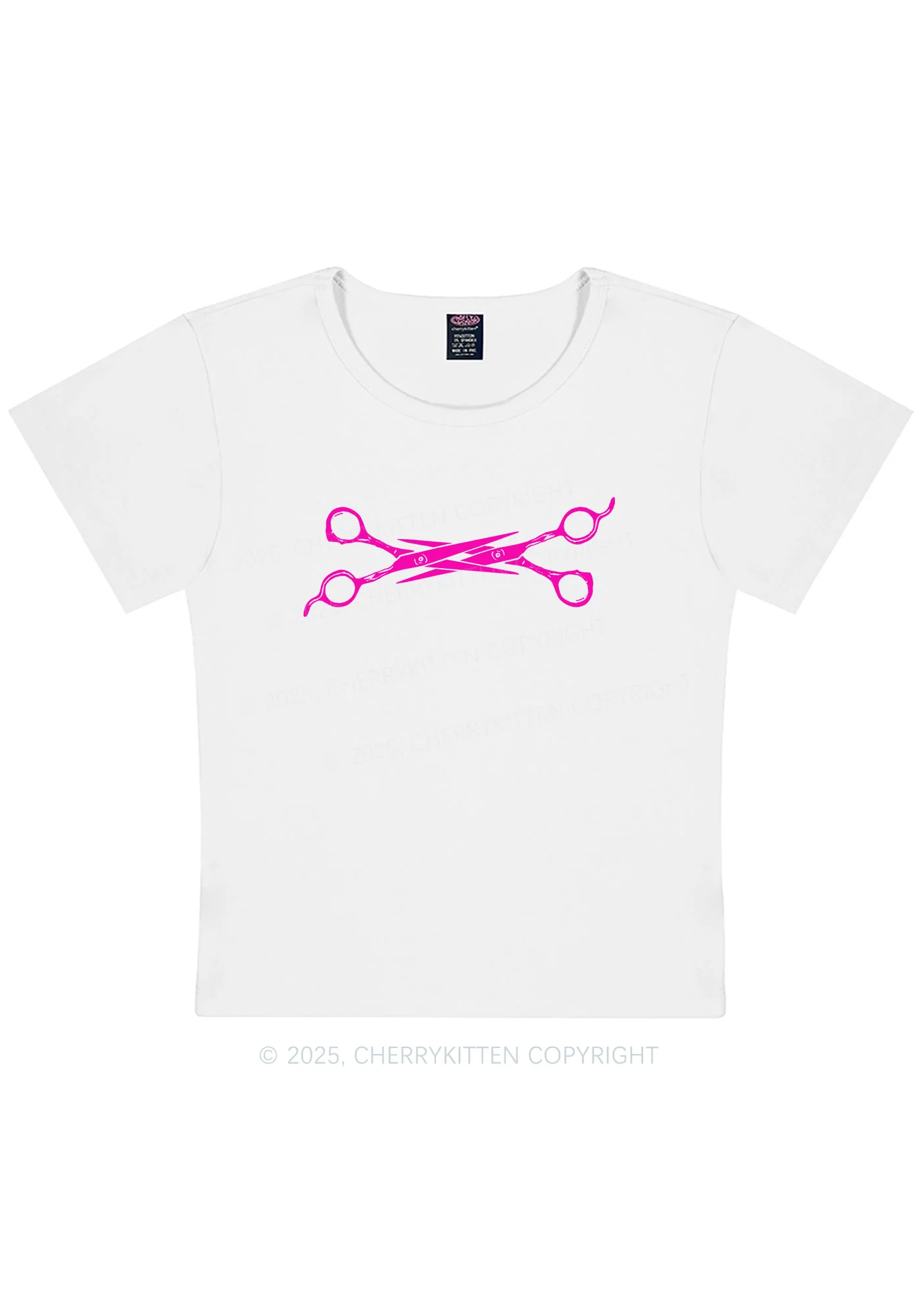 Curvy Pink Scissor Pride Y2K Baby Tee Cherrykitten - Image 3