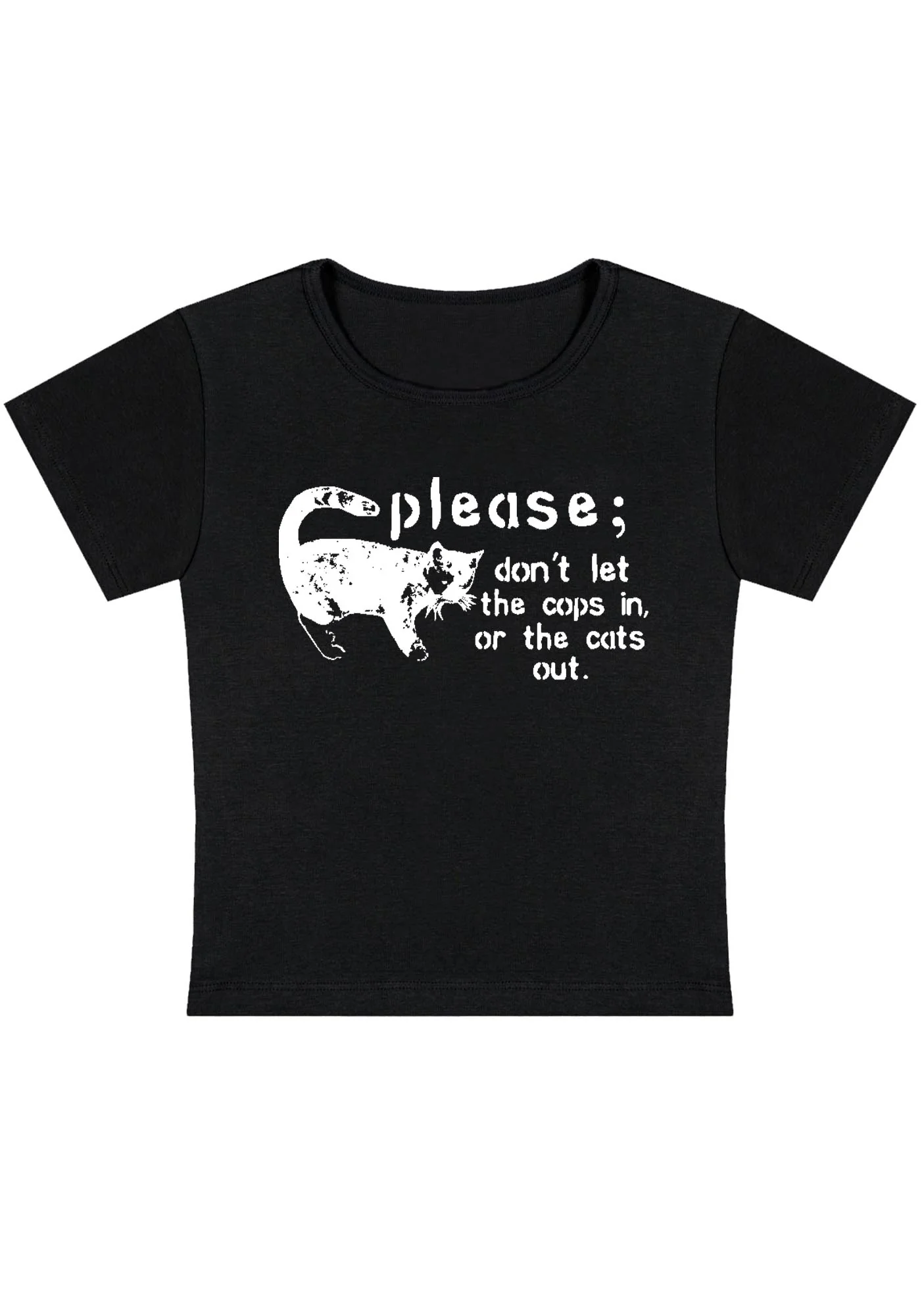 Curvy Please Don't Let The Cops In Baby Tee - Image 2