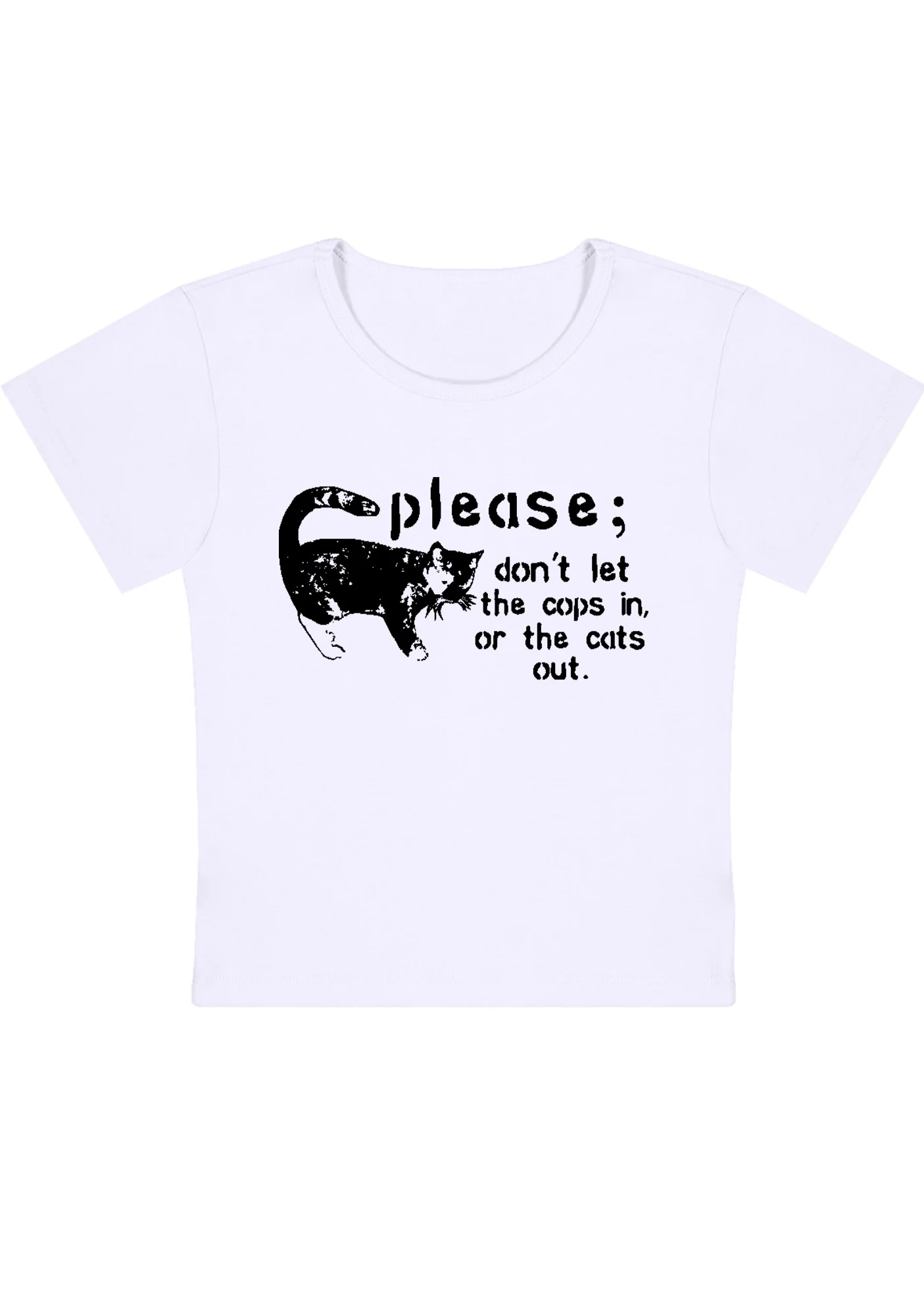 Curvy Please Don't Let The Cops In Baby Tee - Image 3