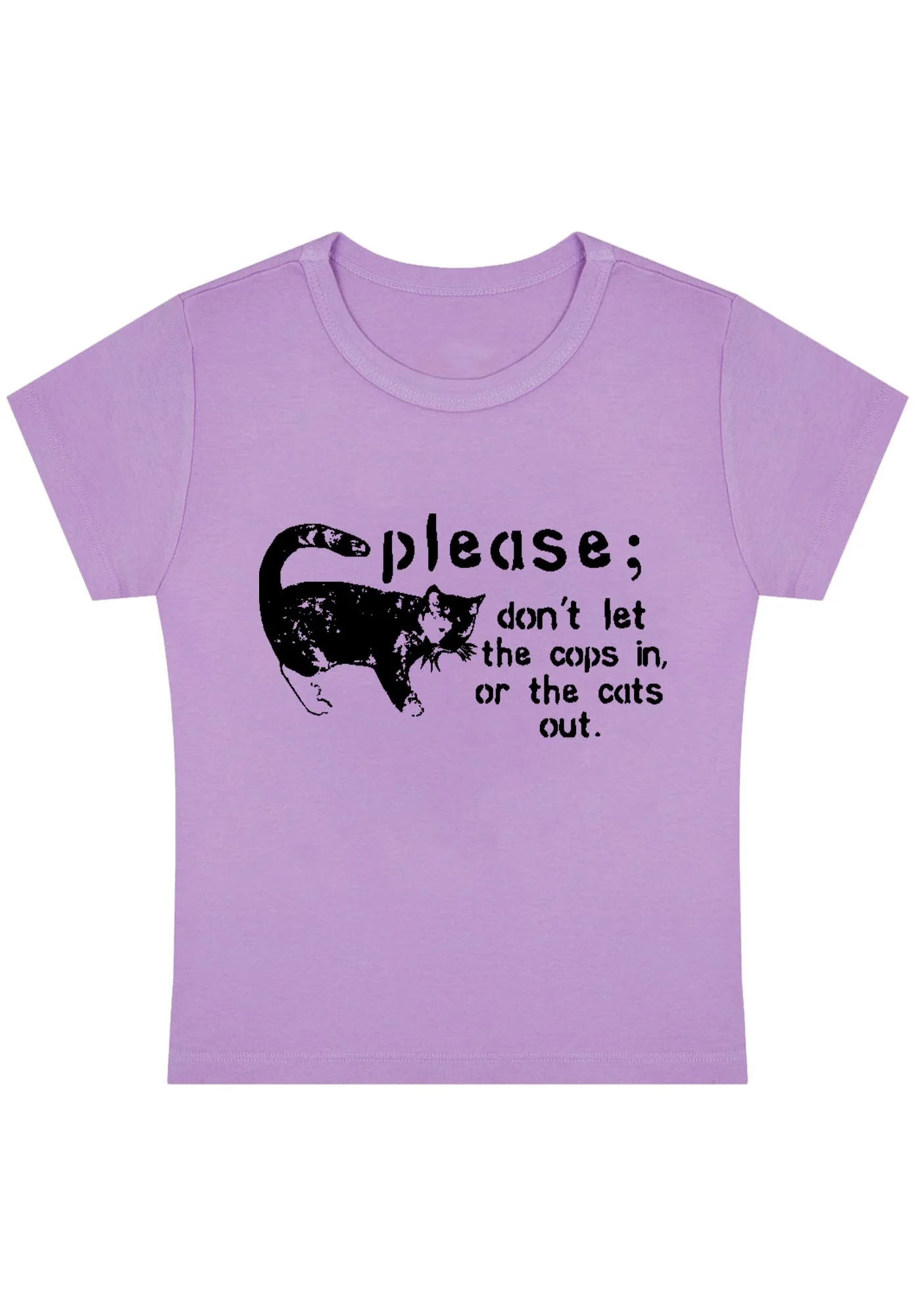 Curvy Please Don't Let The Cops In Baby Tee - Image 4