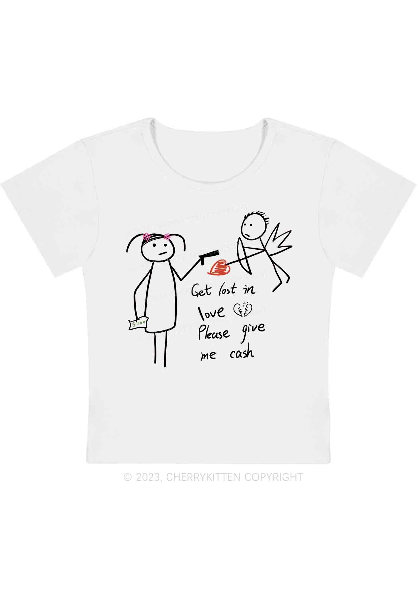 Curvy Please Give Me Cash Not Love Y2K Baby Tee Cherrykitten - Image 2