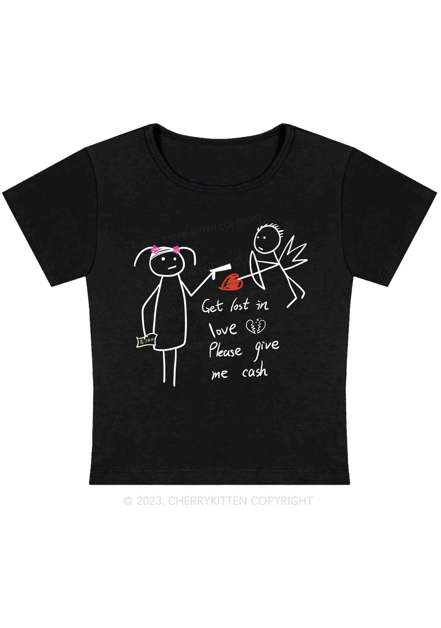 Curvy Please Give Me Cash Not Love Y2K Baby Tee Cherrykitten - Image 3