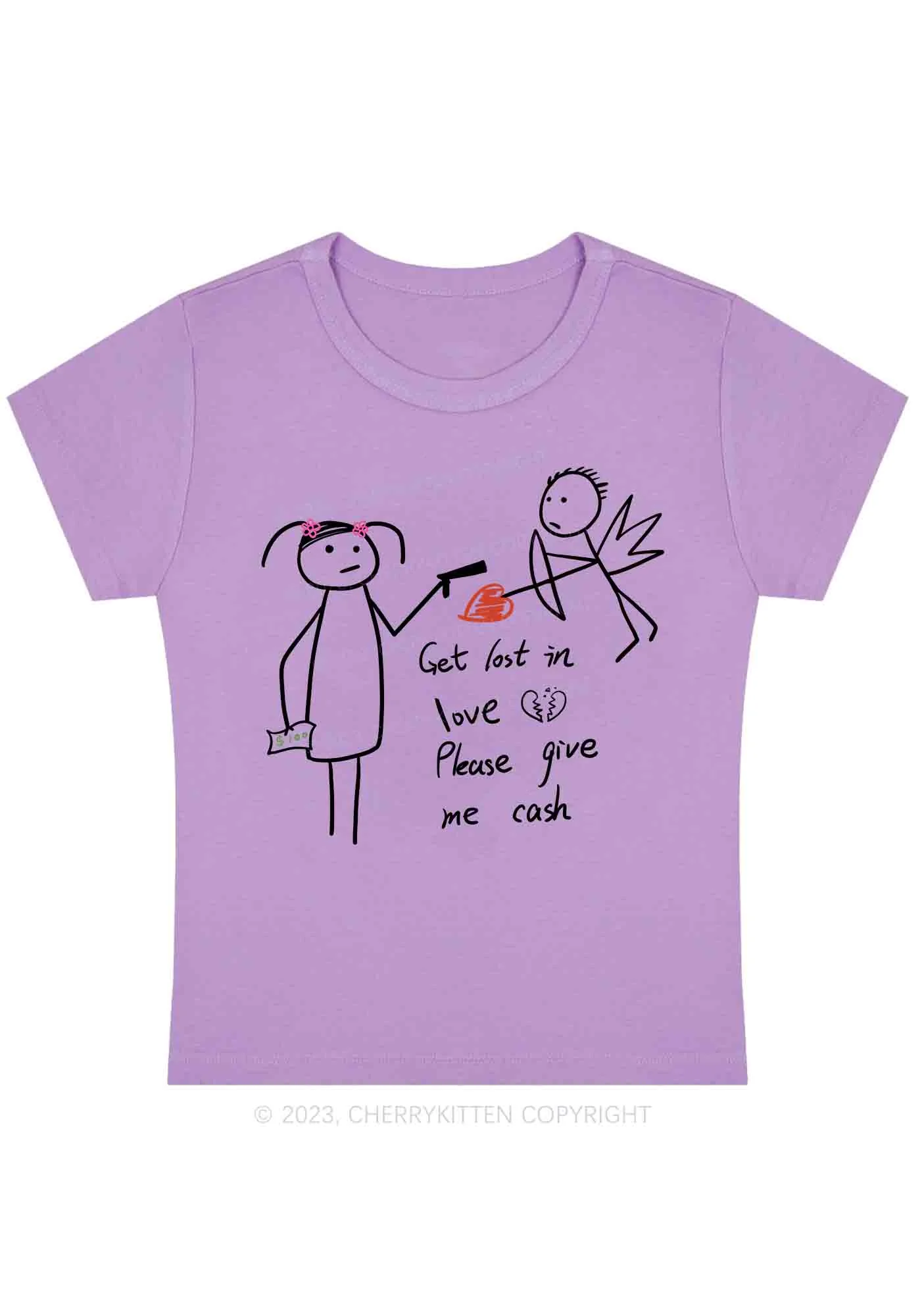 Curvy Please Give Me Cash Not Love Y2K Baby Tee Cherrykitten - Image 4