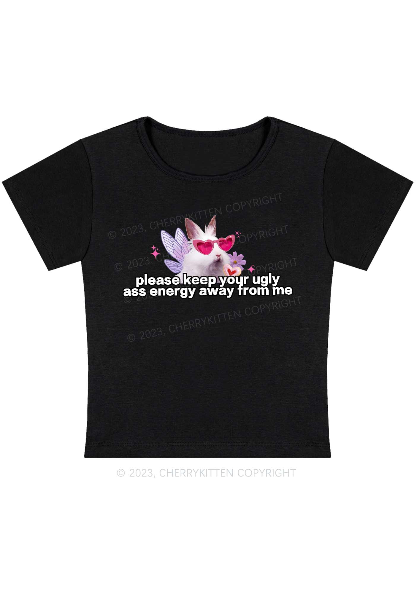Curvy Please Keep Away From Me Y2K Baby Tee Cherrykitten - Image 2
