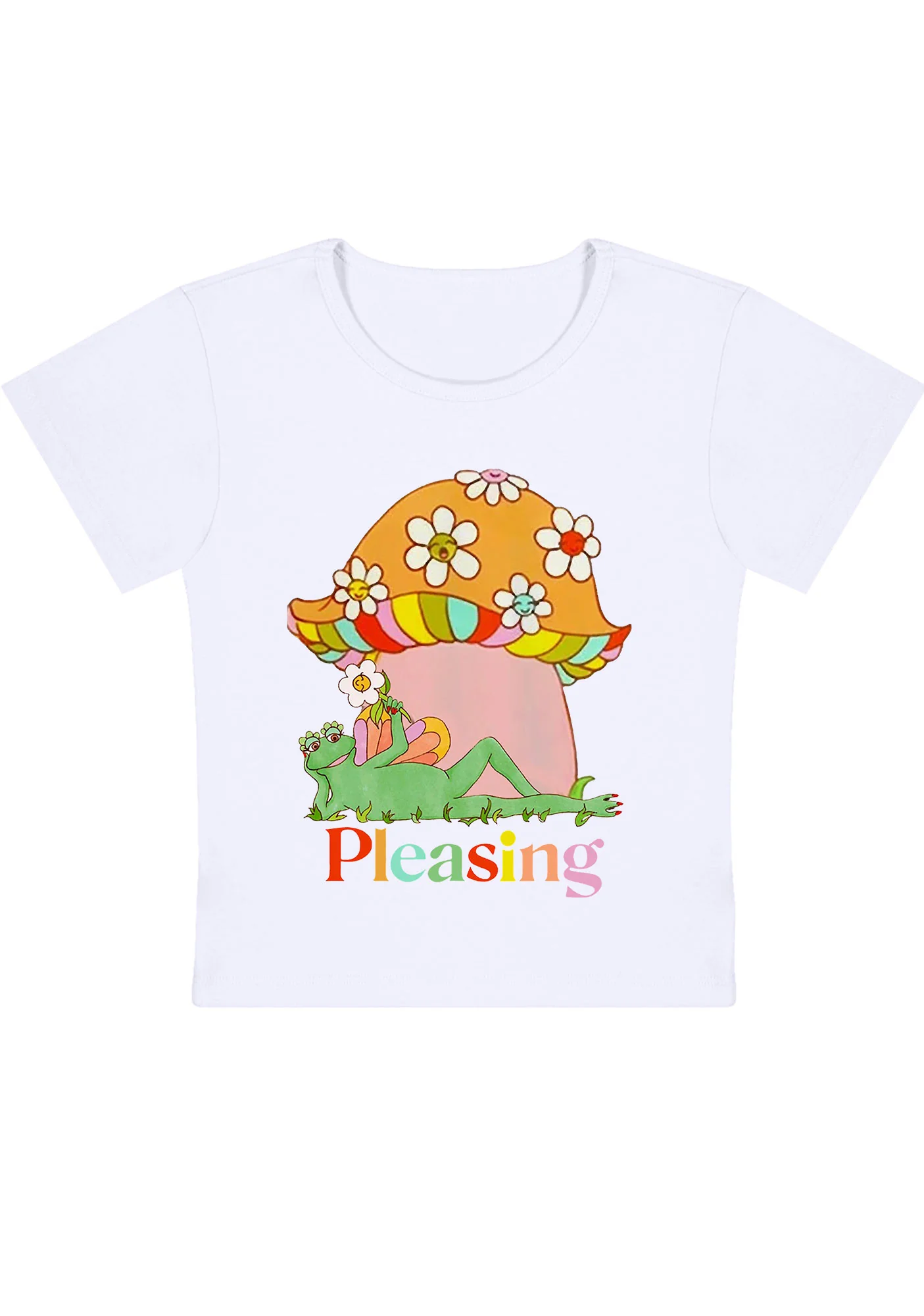 Curvy Pleasing Flowers Mushroom Frog Baby Tee - Image 2