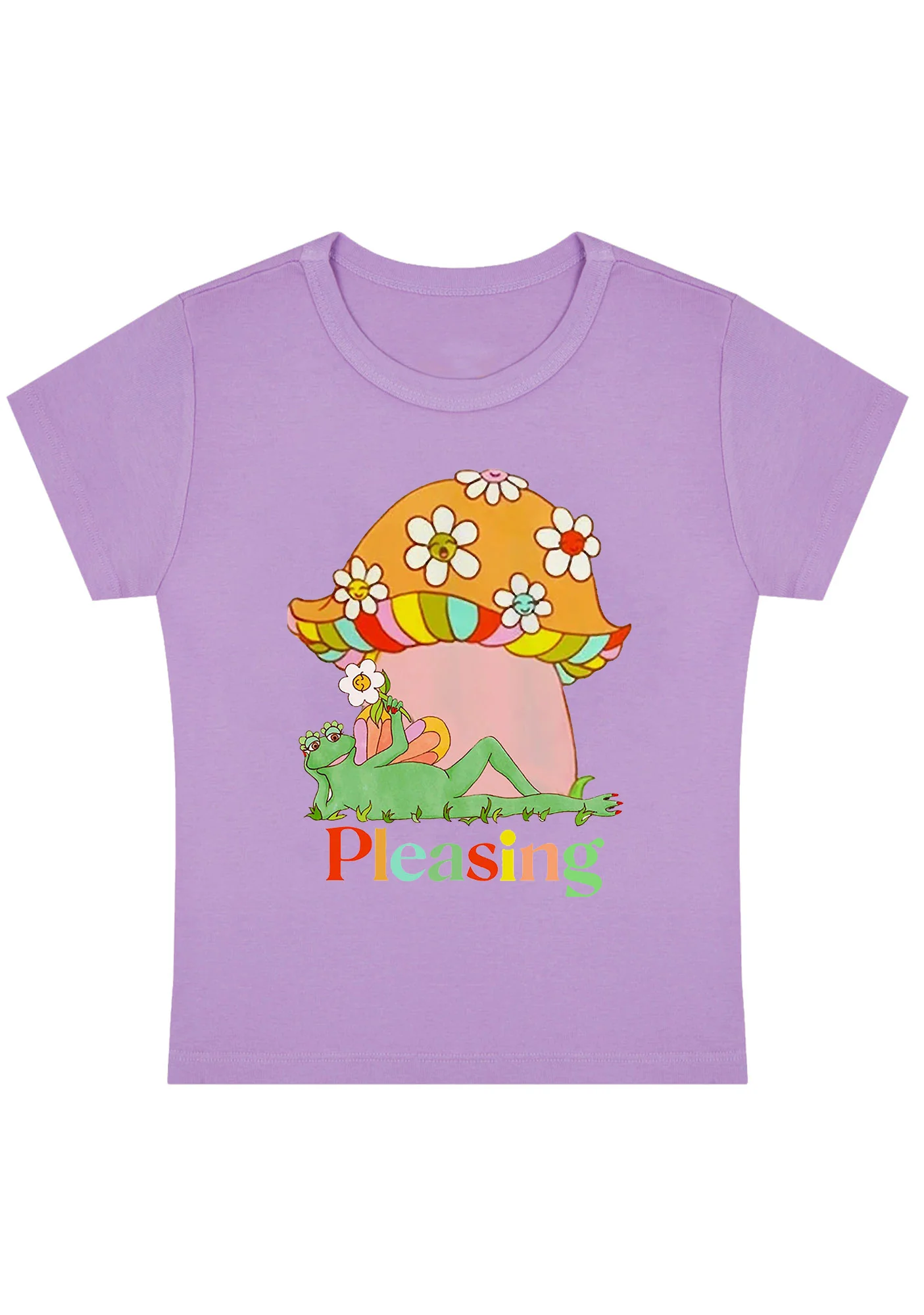 Curvy Pleasing Flowers Mushroom Frog Baby Tee - Image 3