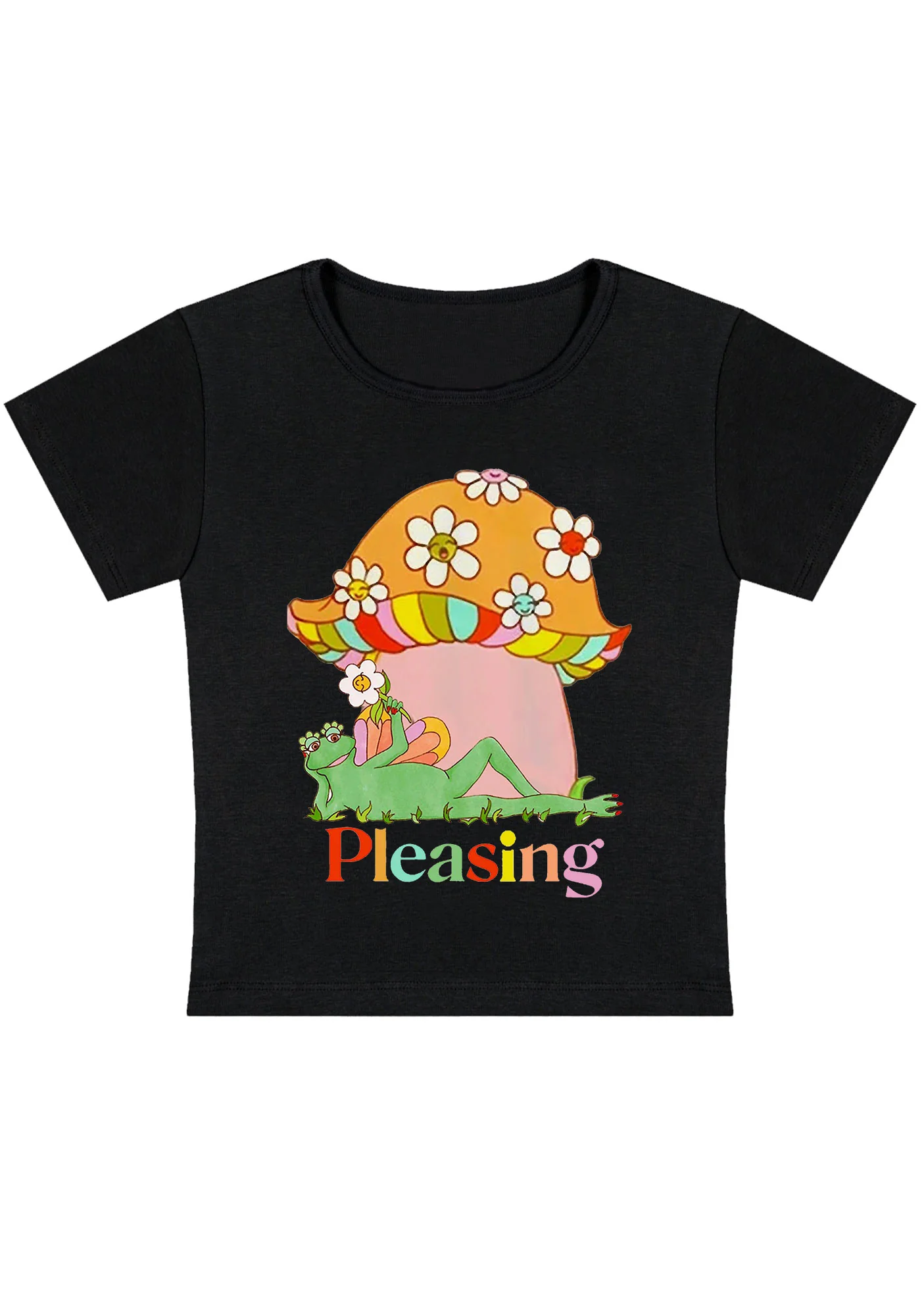 Curvy Pleasing Flowers Mushroom Frog Baby Tee - Image 4