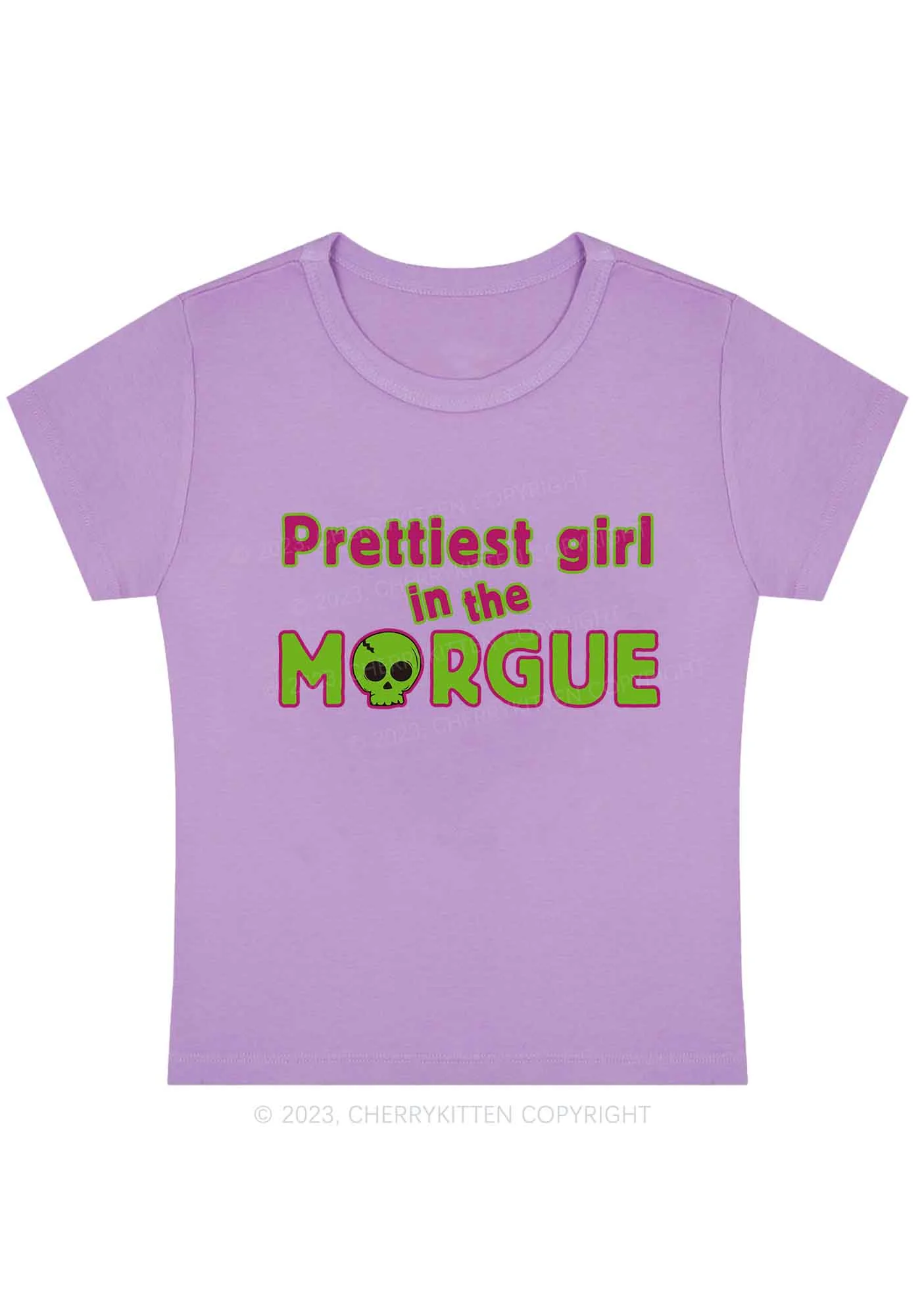 Curvy Prettiest Girl In The Morgue Y2K Baby Tee Cherrykitten - Image 4