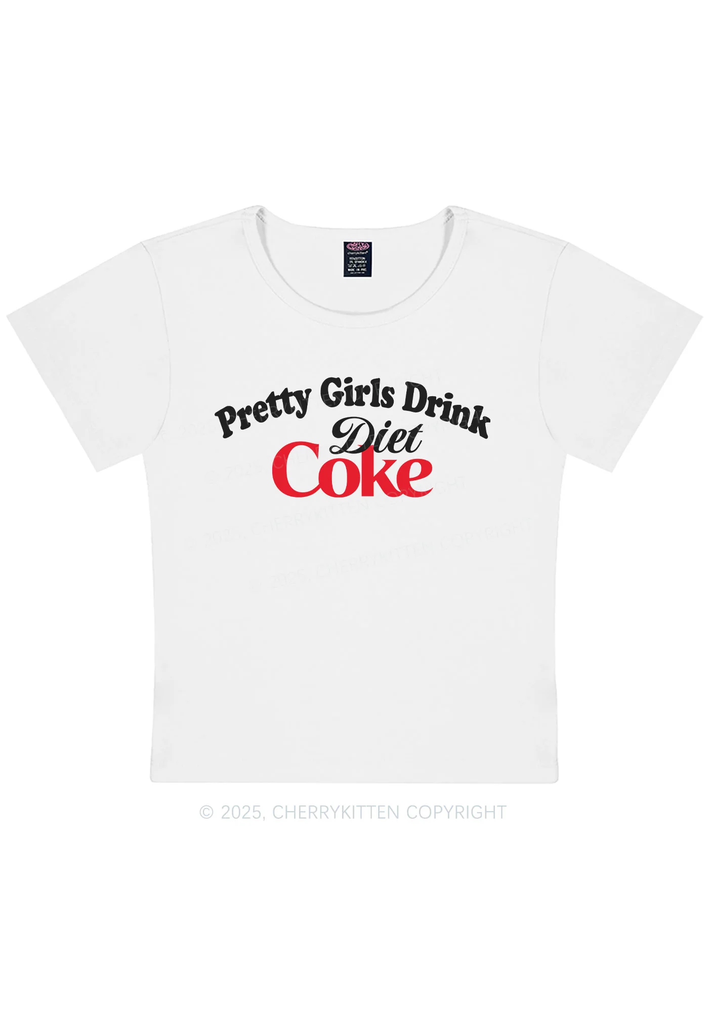 Curvy Pretty Girls Drink Diet Y2K Baby Tee Cherrykitten - Image 2