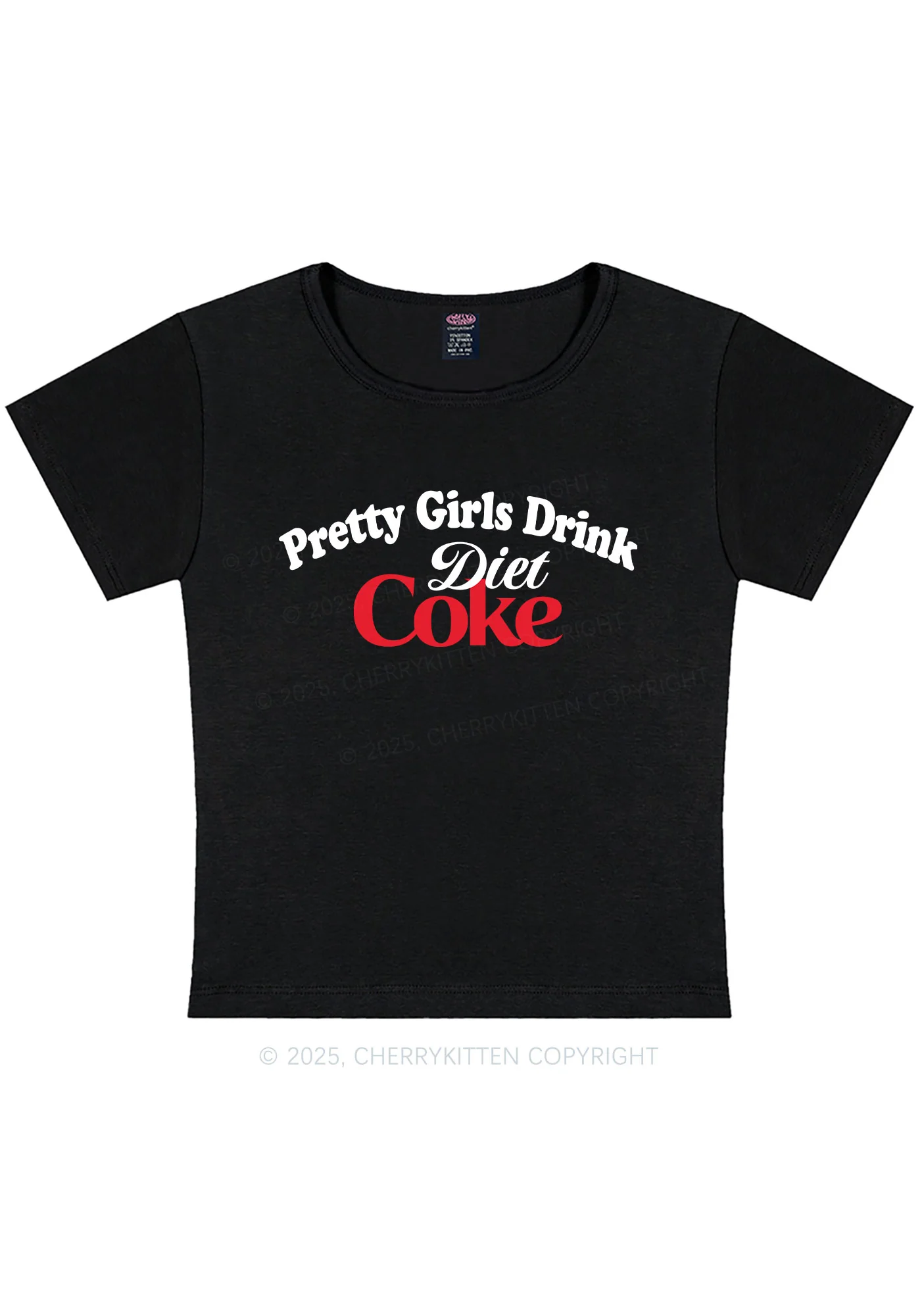 Curvy Pretty Girls Drink Diet Y2K Baby Tee Cherrykitten - Image 3
