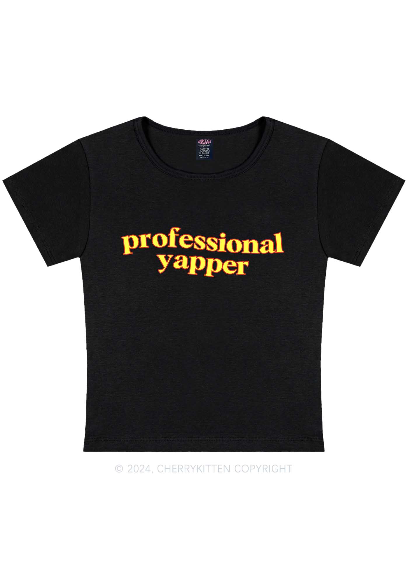 Curvy Professional Yapper Y2K Baby Tee Cherrykitten - Image 3