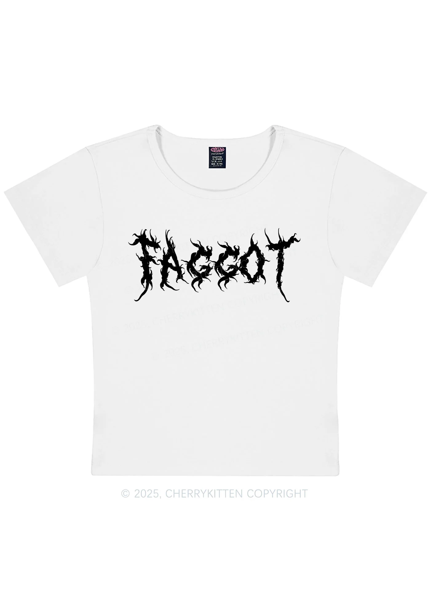 Curvy Punk Faggot Pride Y2K Baby Tee Cherrykitten - Image 2