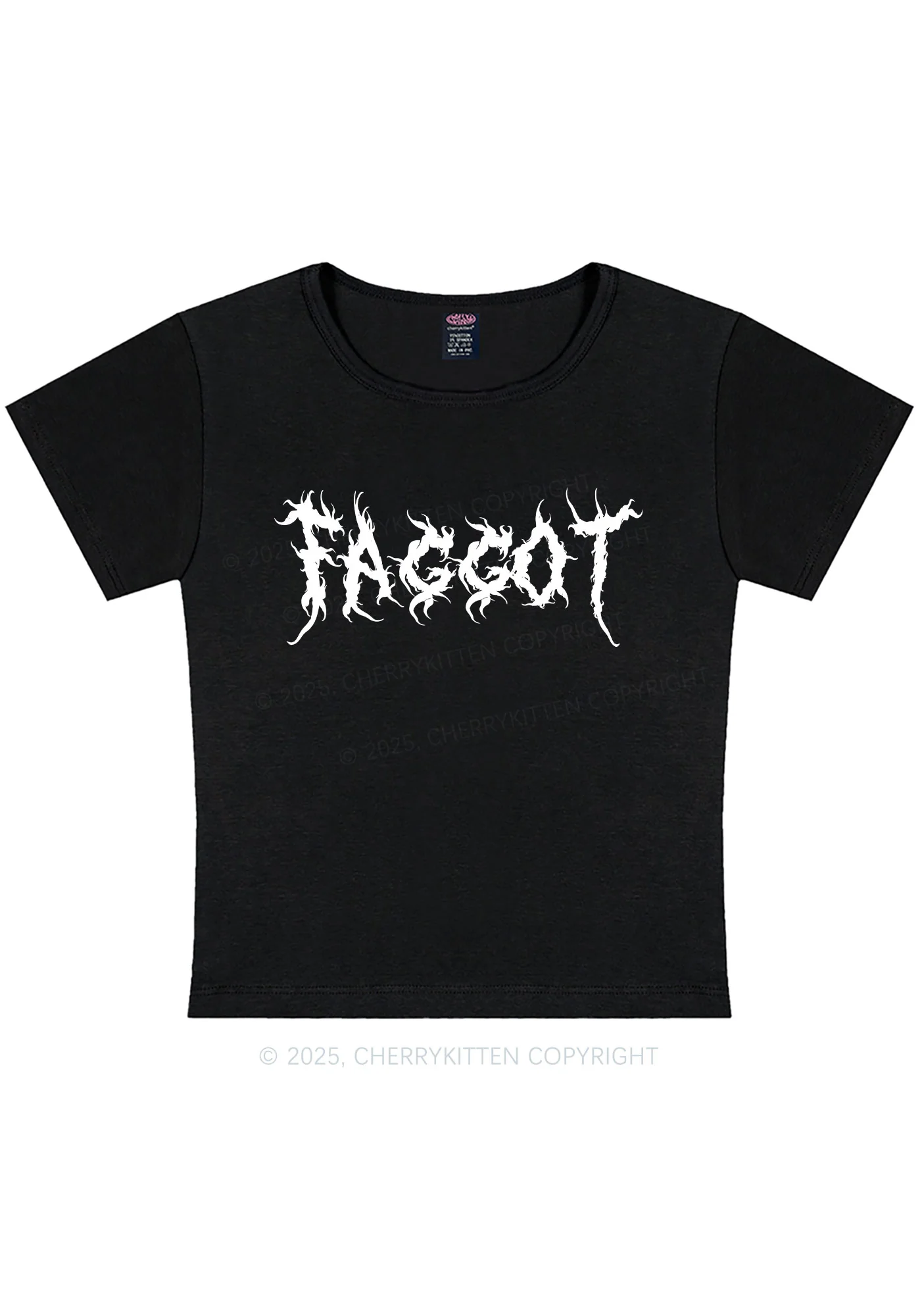 Curvy Punk Faggot Pride Y2K Baby Tee Cherrykitten - Image 3