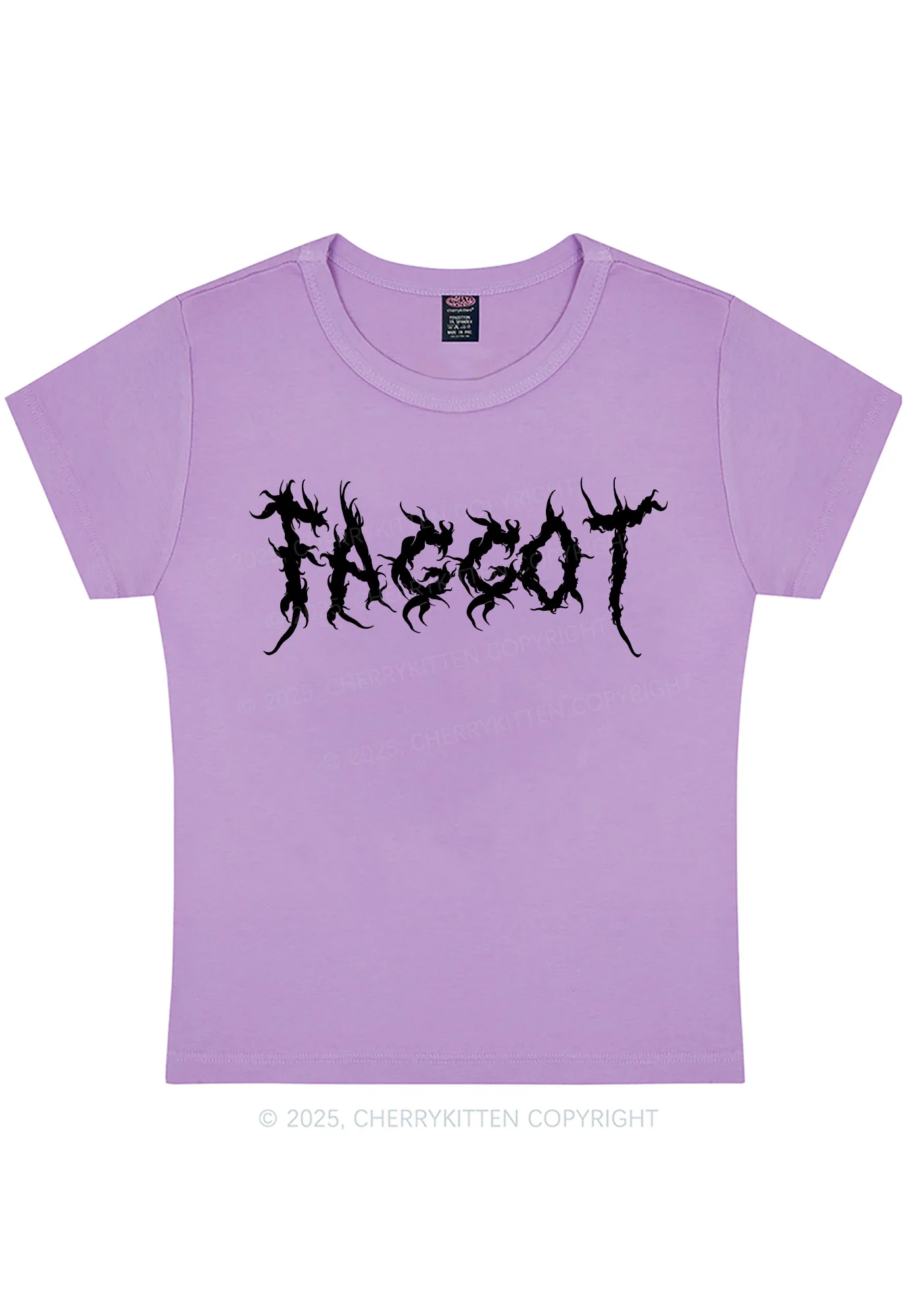 Curvy Punk Faggot Pride Y2K Baby Tee Cherrykitten - Image 4