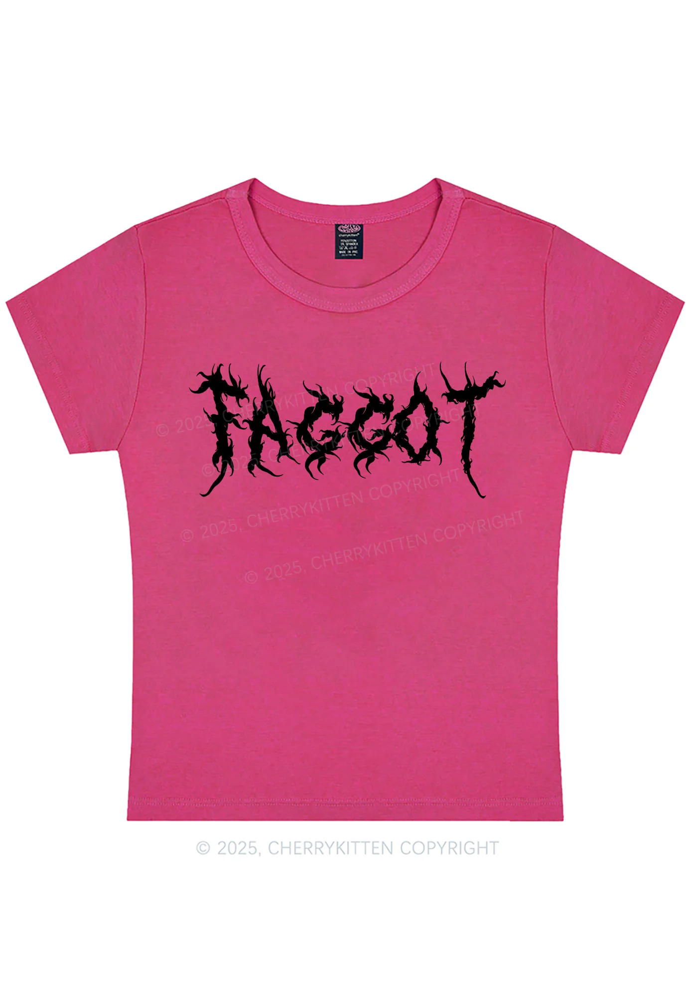 Curvy Punk Faggot Pride Y2K Baby Tee Cherrykitten - Image 5