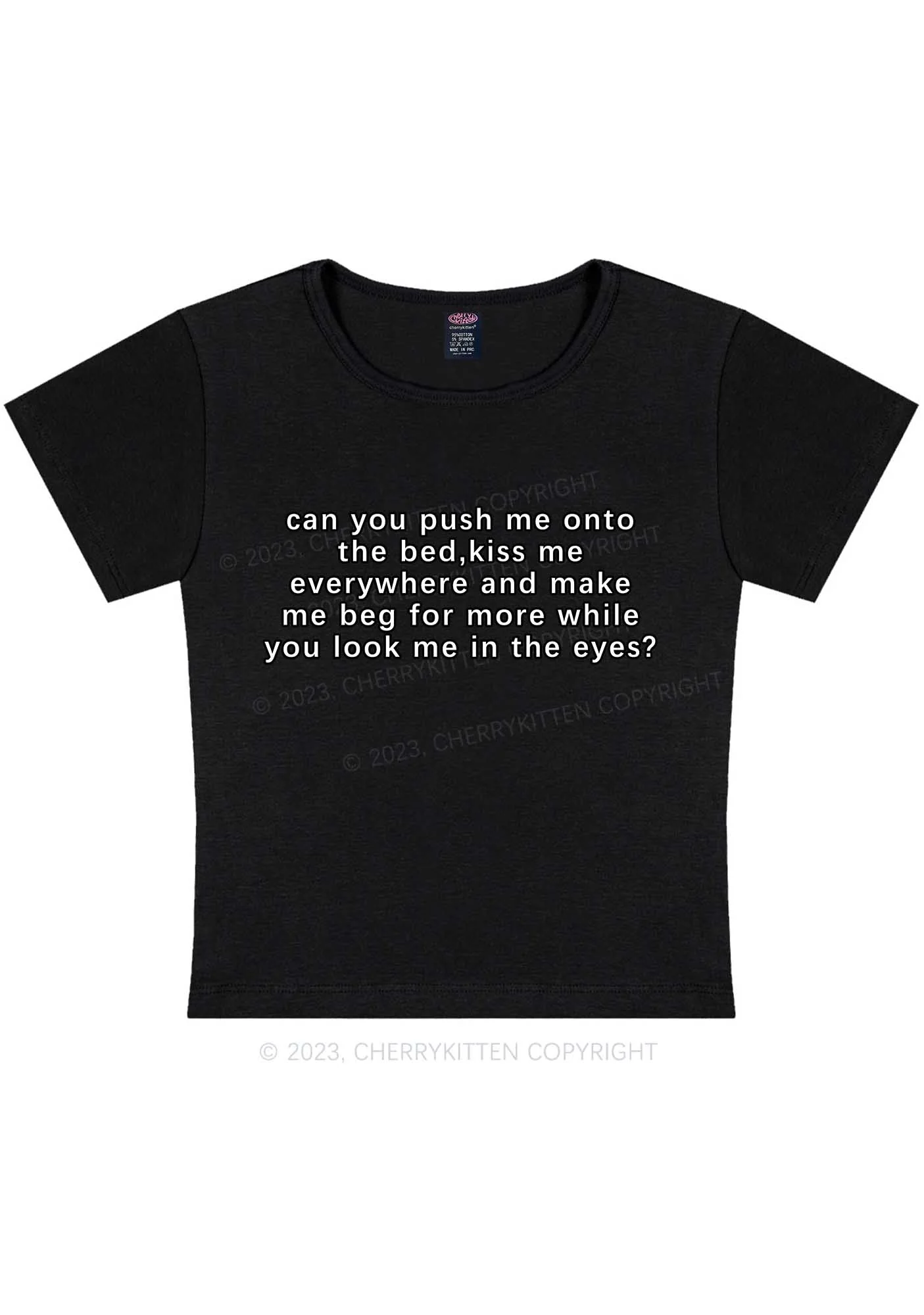 Curvy Push Me Onto Bed Y2K Baby Tee Cherrykitten - Image 2