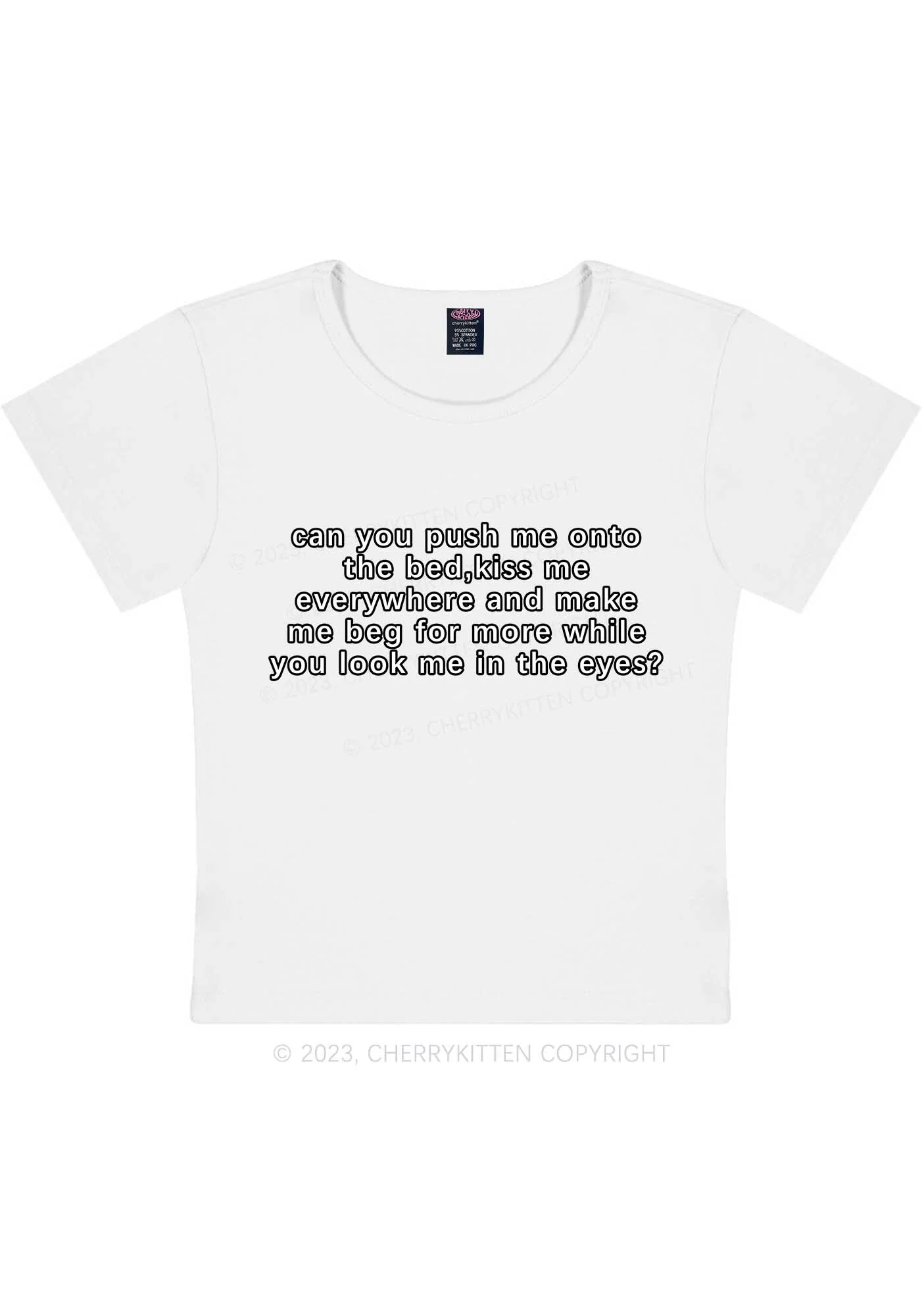 Curvy Push Me Onto Bed Y2K Baby Tee Cherrykitten - Image 3