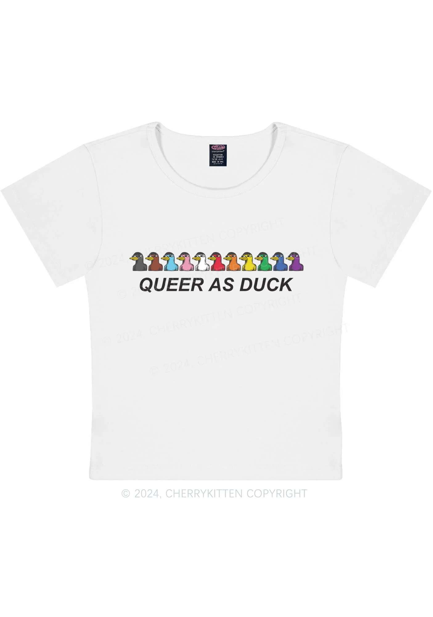 Curvy Queer As Duck Y2K Baby Tee Cherrykitten - Image 2