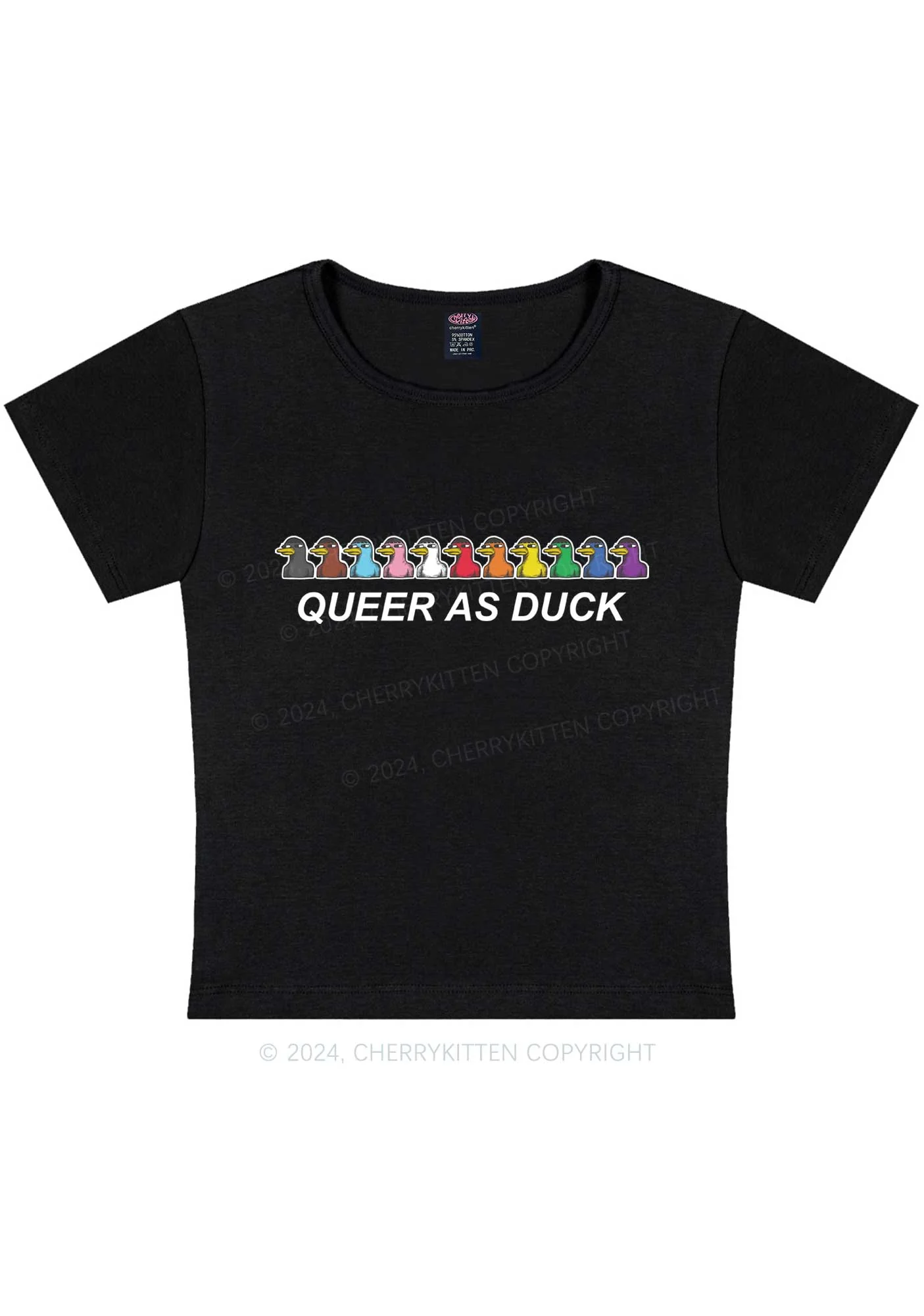 Curvy Queer As Duck Y2K Baby Tee Cherrykitten - Image 3