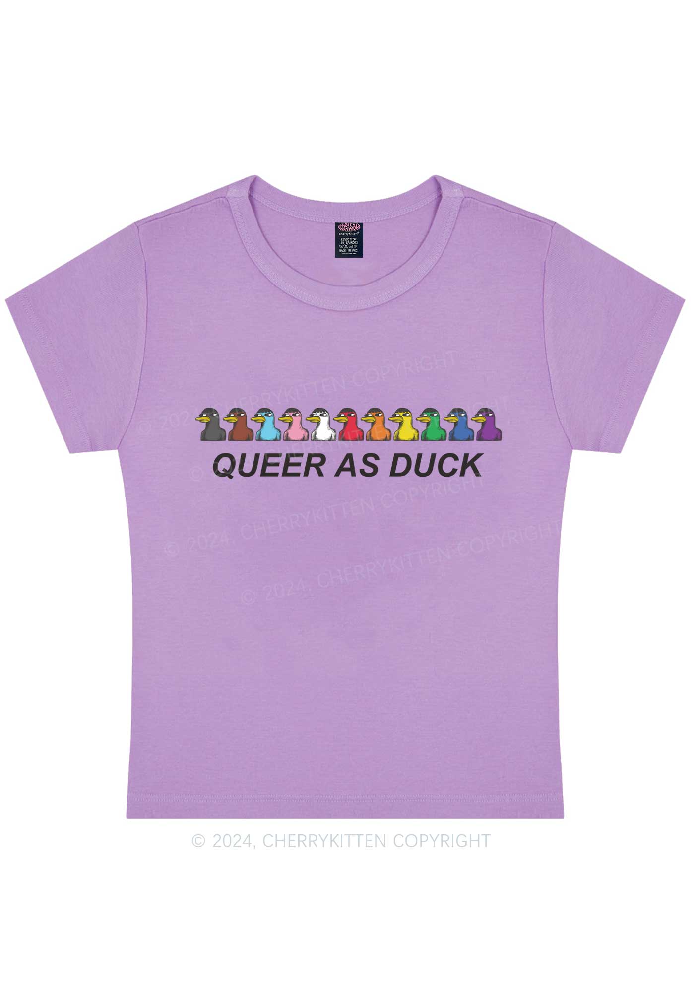 Curvy Queer As Duck Y2K Baby Tee Cherrykitten - Image 4